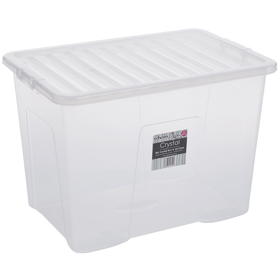 80LT Clear Plastic Storage Box with Lid - Durable & Stackable for Home, Office, and Warehouse Organization