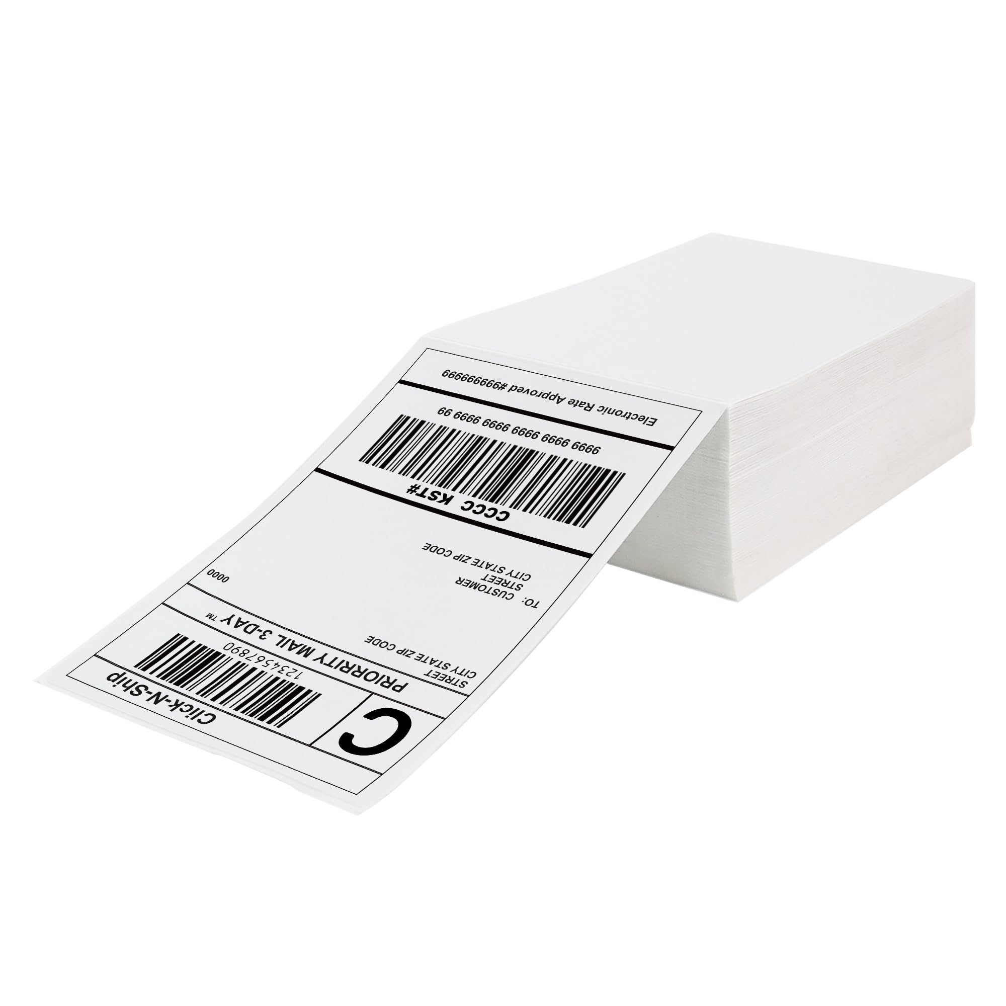 Fanfold 4'' x 6'' Direct Thermal Shipping Labels - 300 Labels per Stack - Compatible with Zebra, Rollo, Beeprt Printers - Strong Adhesive - Perfect for E-commerce, Logistics & Package Shipping