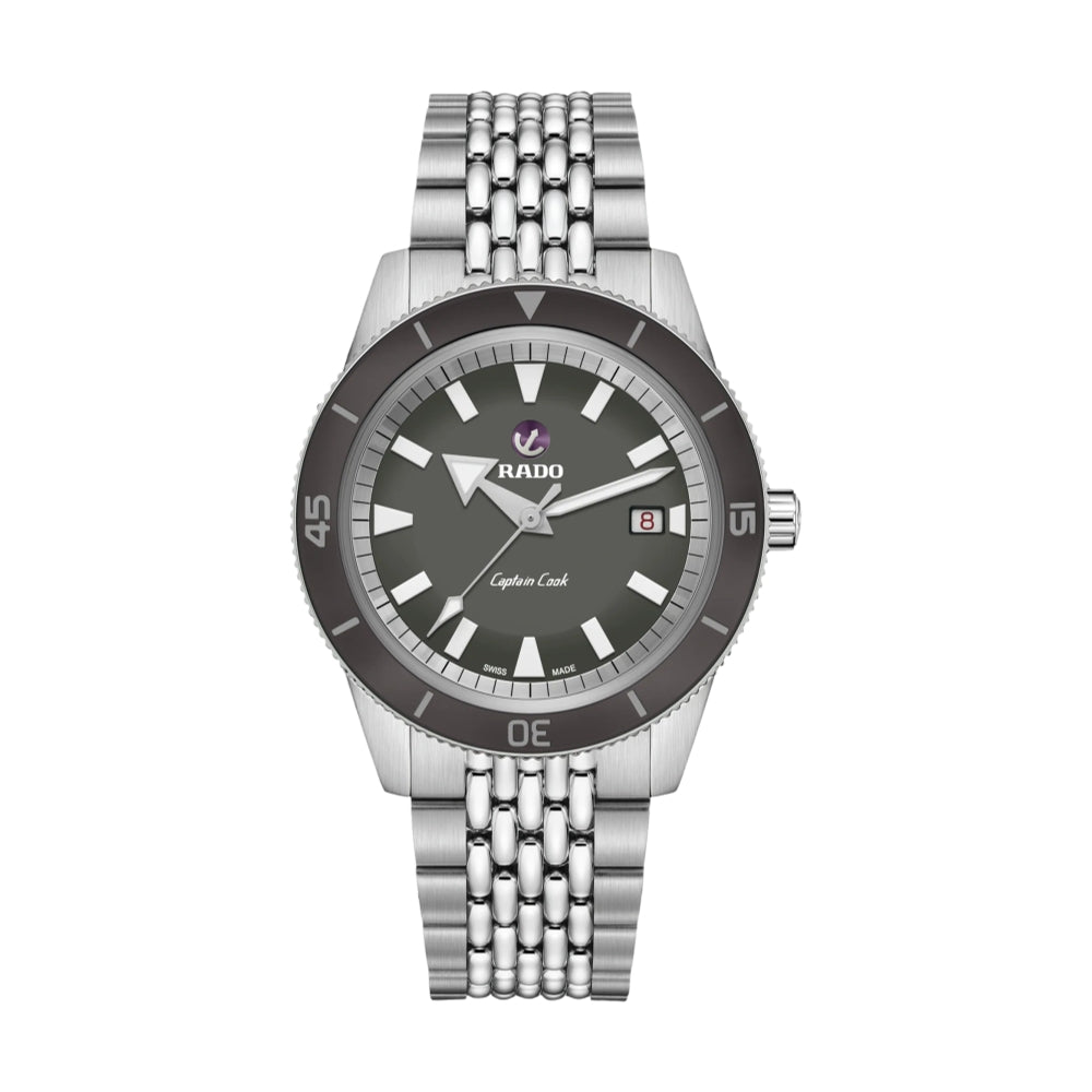 Captain Cook Automatic Grey Dial 42mm Men's Watch with Additional Straps - Diving, Swimming & Everyday Wear Luxury Timepiece