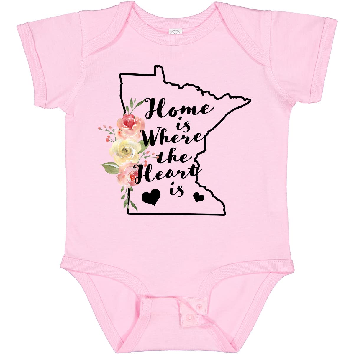 Inktastic Minnesota Home Is Where the Heart Is Watercolor Baby Bodysuit - Soft Cotton Onesie for Newborns & Infants, Perfect for Family Photos, Holidays & Everyday Wear