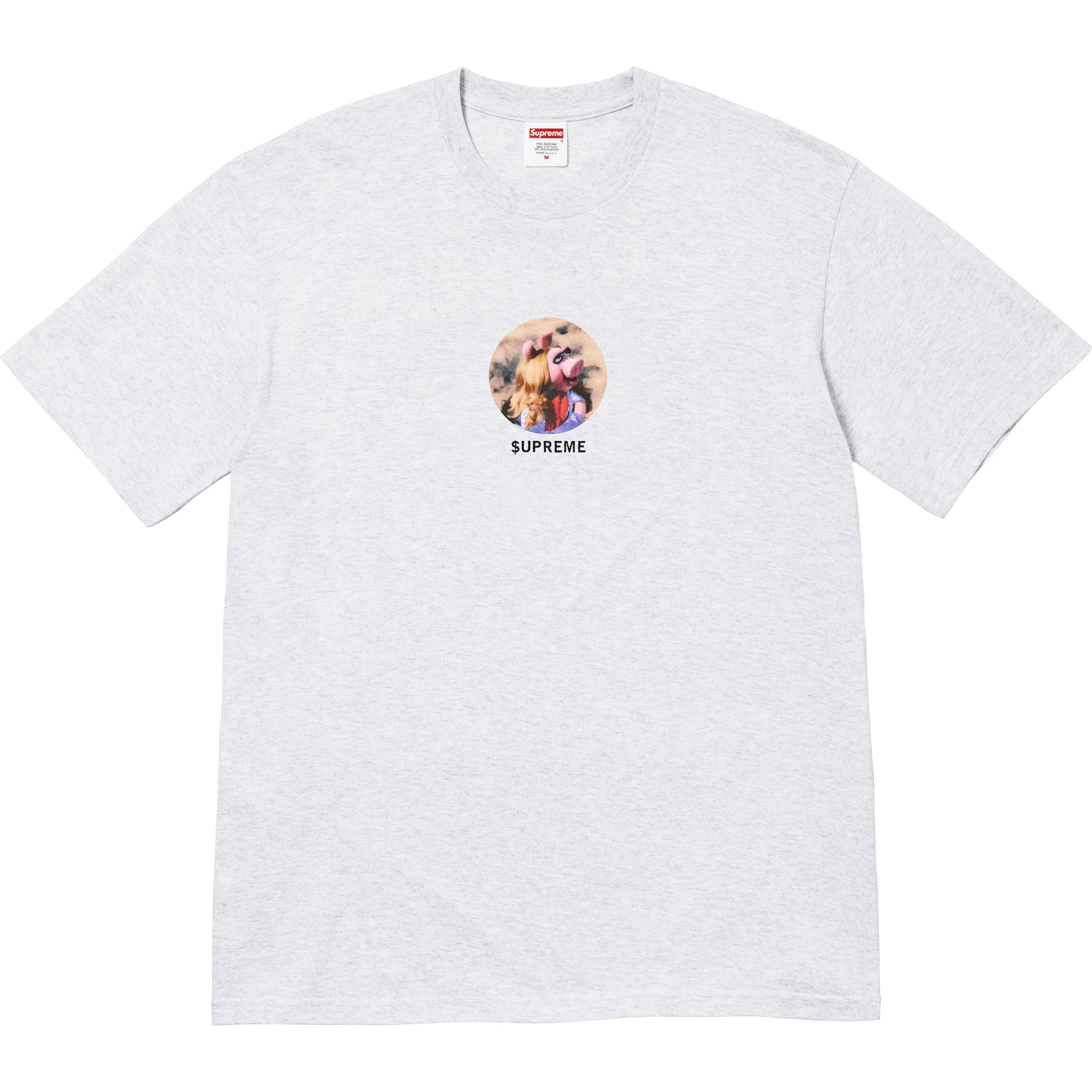 Supreme Miss Piggy Graphic T-Shirt - Grey Cotton Tee for Women & Men - Casual Streetwear & Pop Culture Fashion