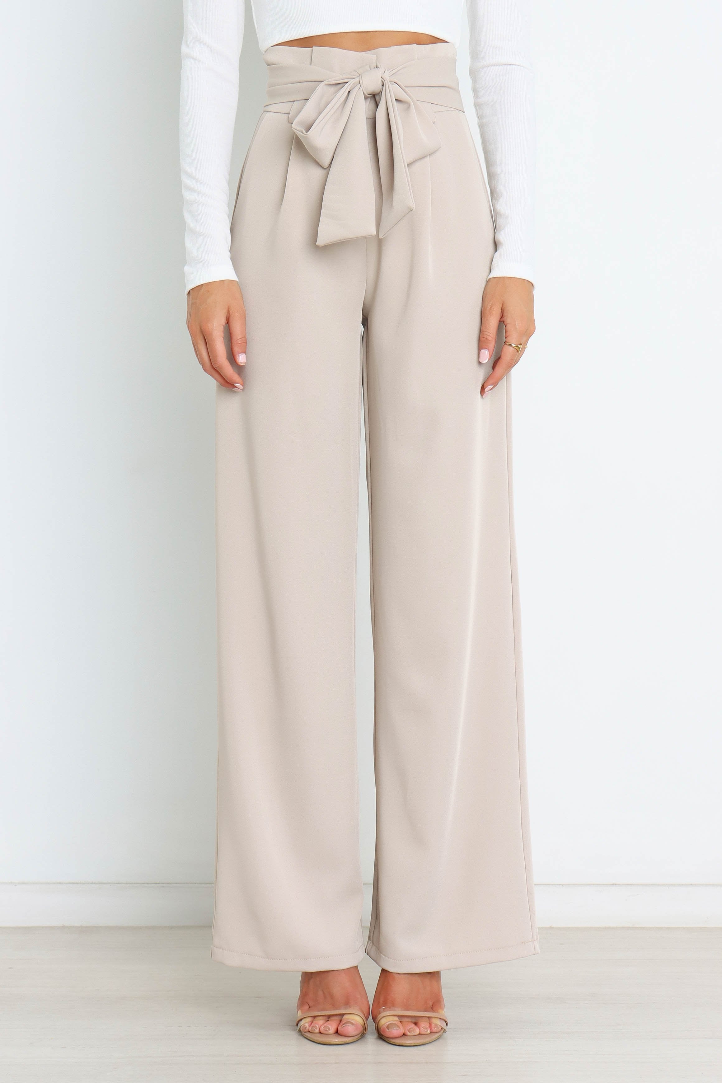 Kieran Women's Casual Beige Pants - Comfortable High Waisted Trousers for Work, Travel & Everyday Wear