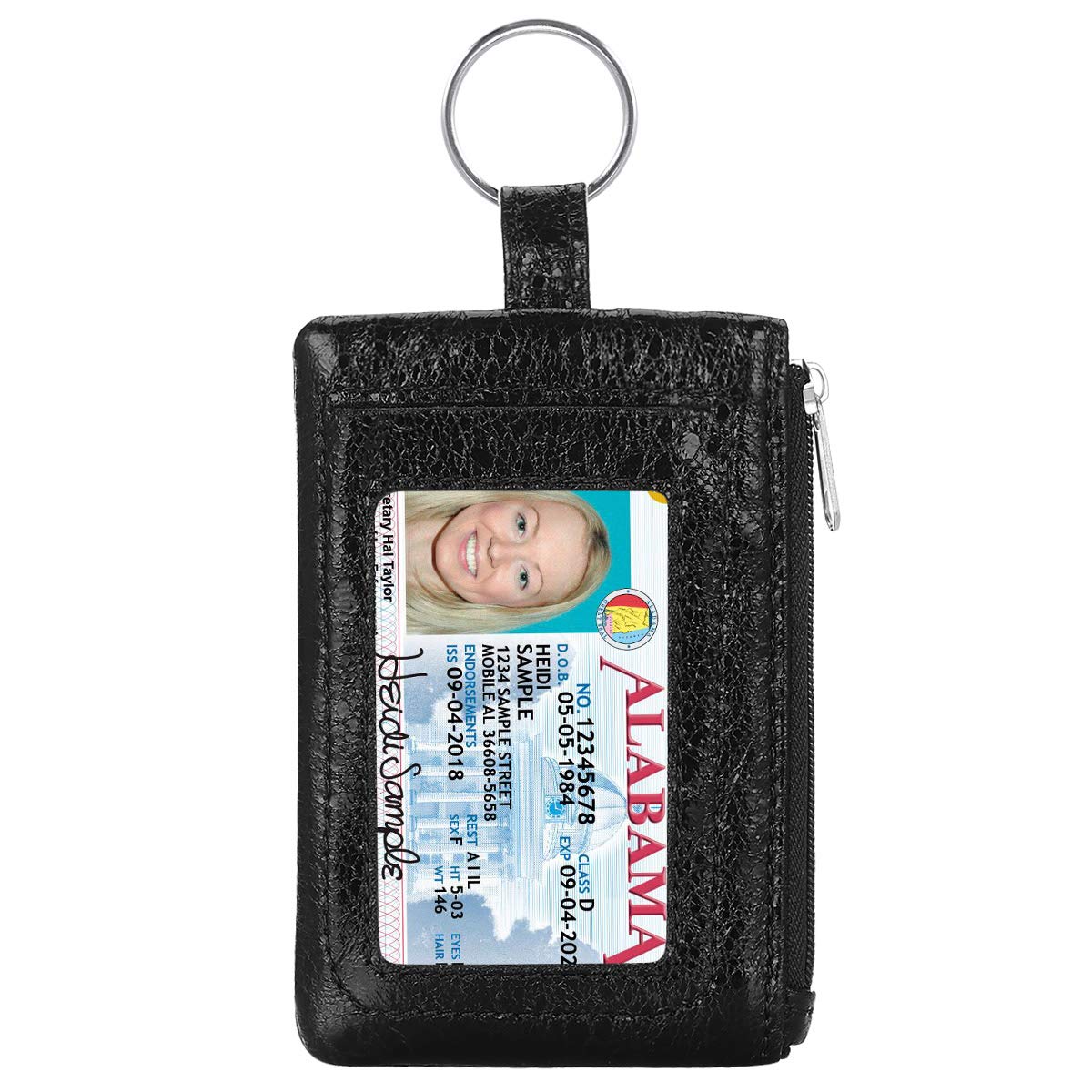 KAMO Slim RFID Blocking Zip ID Case & Coin Purse - Mini Keychain Wallet with Key Ring for Credit Cards, Cash, Coins - Perfect for Travel, Gym, and Everyday Use