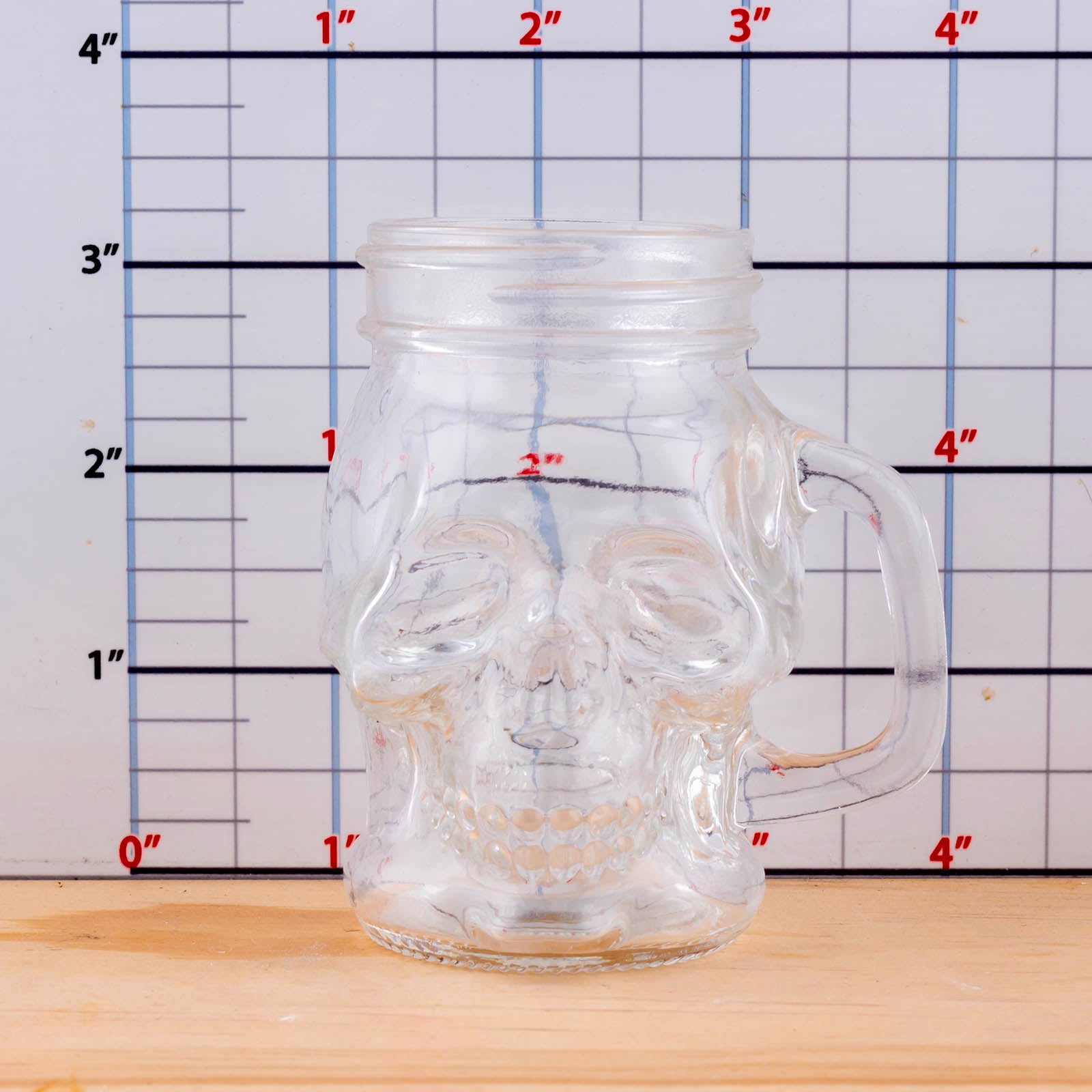 BarConic® Skull Mason Jar with Handle - 4oz Glass Drinking Cup for Halloween Party, Home Decor & Gothic Style Cocktails
