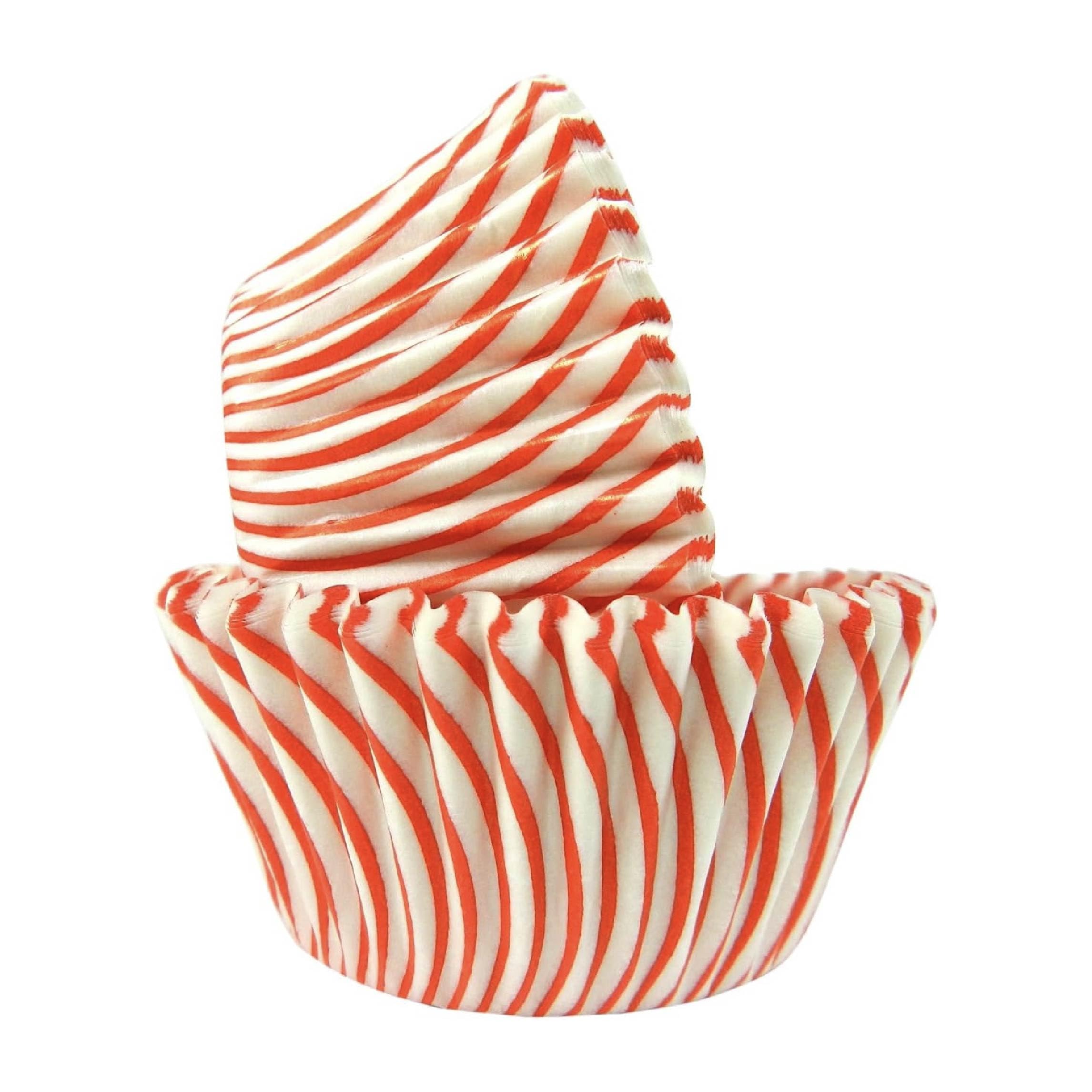 Regency Wraps Greaseproof Baking Cups - 40 Count Mini Cupcake Liners, Red Pisa Stripe Design for Perfect Baking | Ideal for Muffins, Cupcakes & Party Desserts