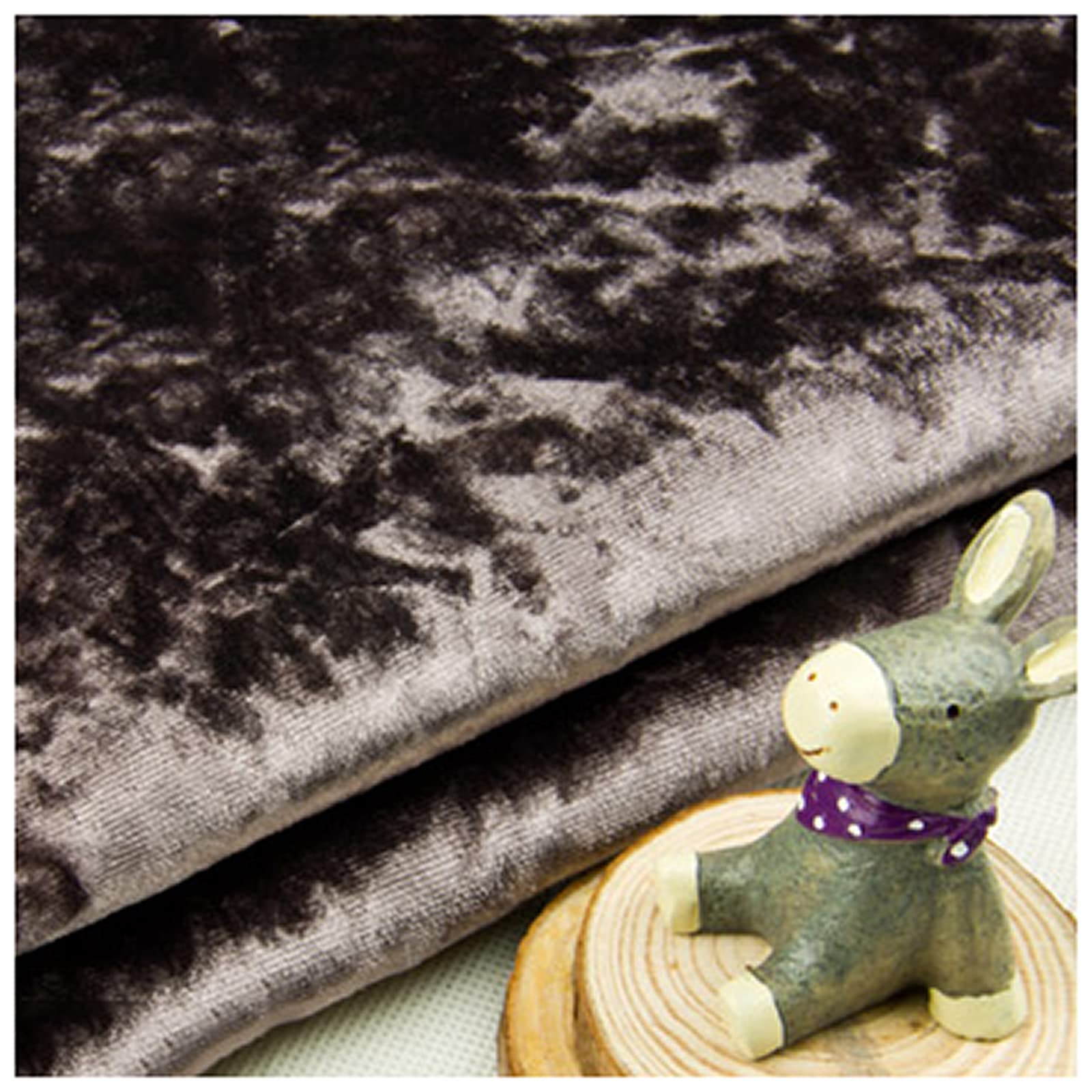Premium HanYu Velvet Fabric - Grade A Ice Flower Velvet, Soft & Durable (1.48M x 4M, Grey Coffee) for Sofa Covers, Pillow Cases, Chair Upholstery & Tablecloths - Home Decor & DIY Craft Projects