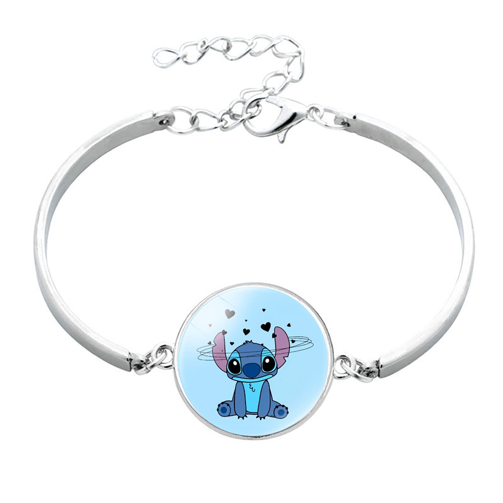 Ohana Stitch Charm Bracelet - Cute Anime Cartoon Jewelry for Women, Men & Girls - Durable Metal Family Bracelet - Perfect for Cosplay, Gifts & Disney Fans