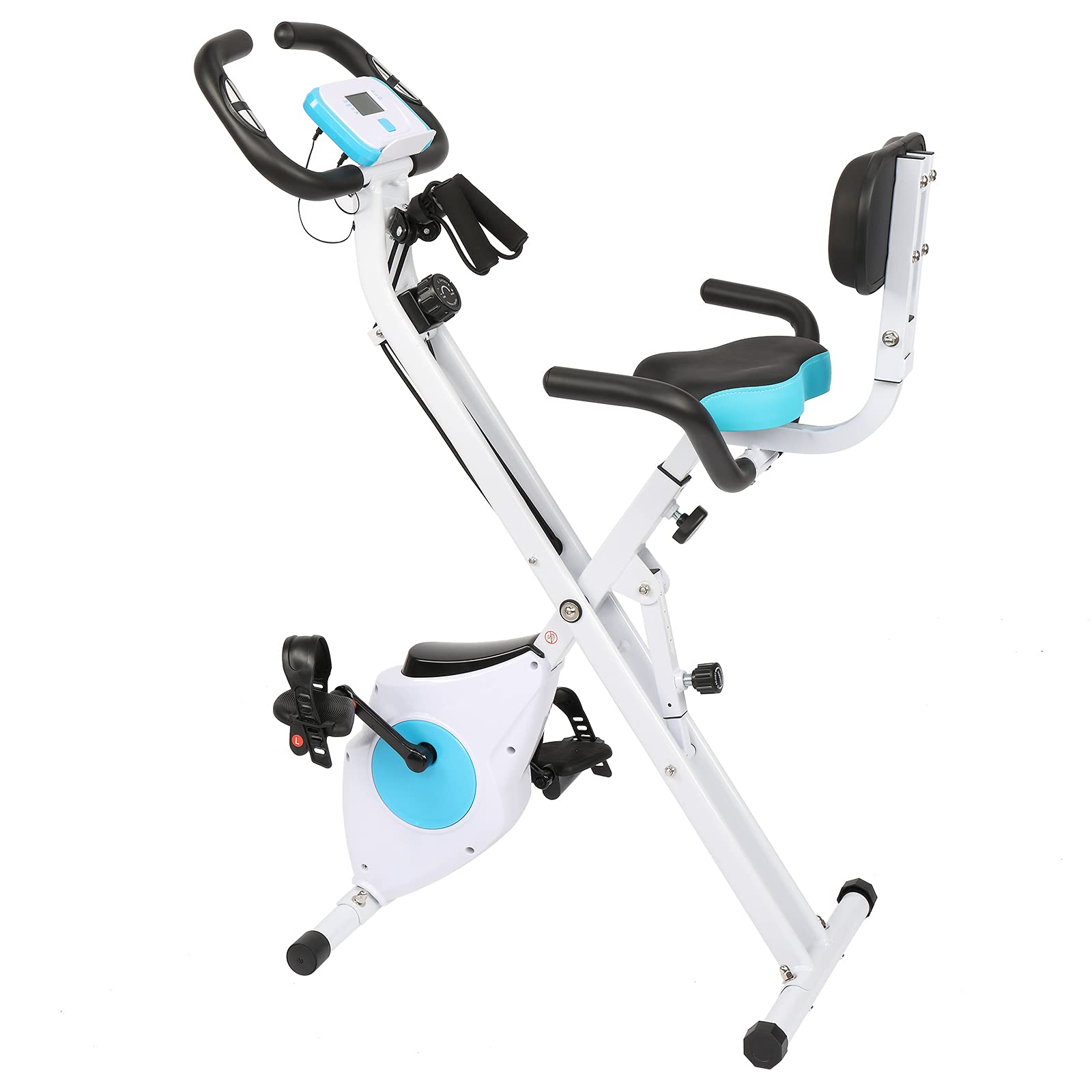 MengK Home Folding Exercise Bike - Adjustable Magnetic Resistance, LCD Display, Quiet Indoor Cycling for Cardio Workout - Perfect for Home Gym, Small Spaces & Apartment Fitness
