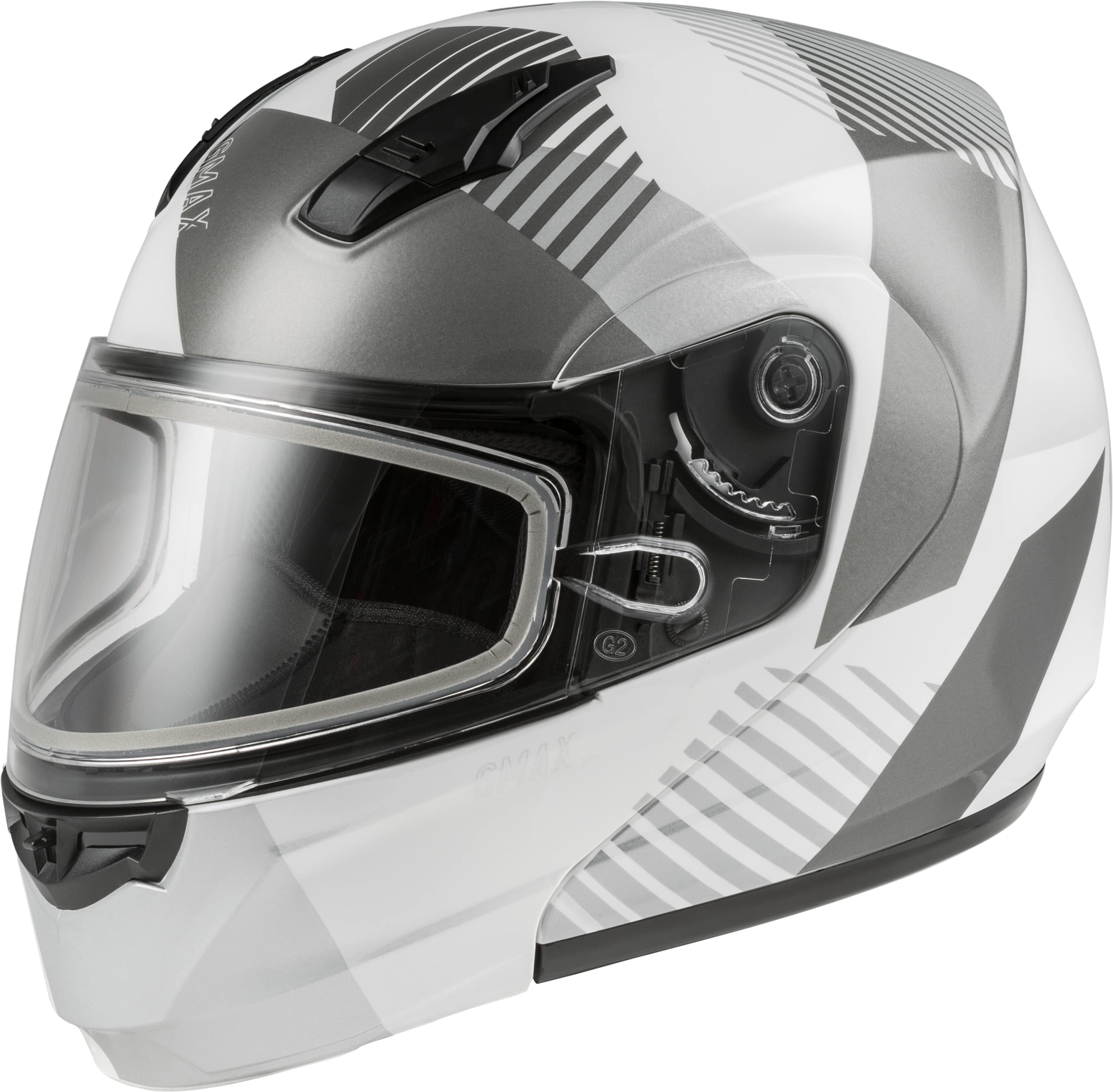 GMAX MD-04S Lightweight Modular Snow & Motorcycle Helmet - Full Face Protection, Comfortable & Durable (White/Silver) - Perfect for Skiing, Snowboarding & Motorcycle Riding