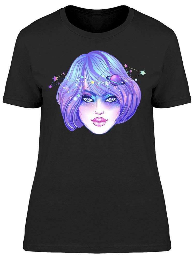 Smartprints Women's Galaxy Makeup Graphic T-Shirt - Trendy Space-Themed Tee for Casual Wear & Everyday Outfits