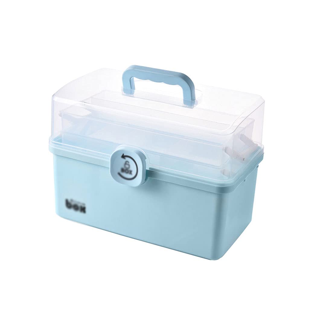 DXJSF Large Capacity First Aid Kit - Portable Multi-Layer Plastic Medicine Storage Box for Home, Travel & Emergency (Blue, Size S-L) | Perfect for Household Use, Camping, Car Safety & Workplace First Aid