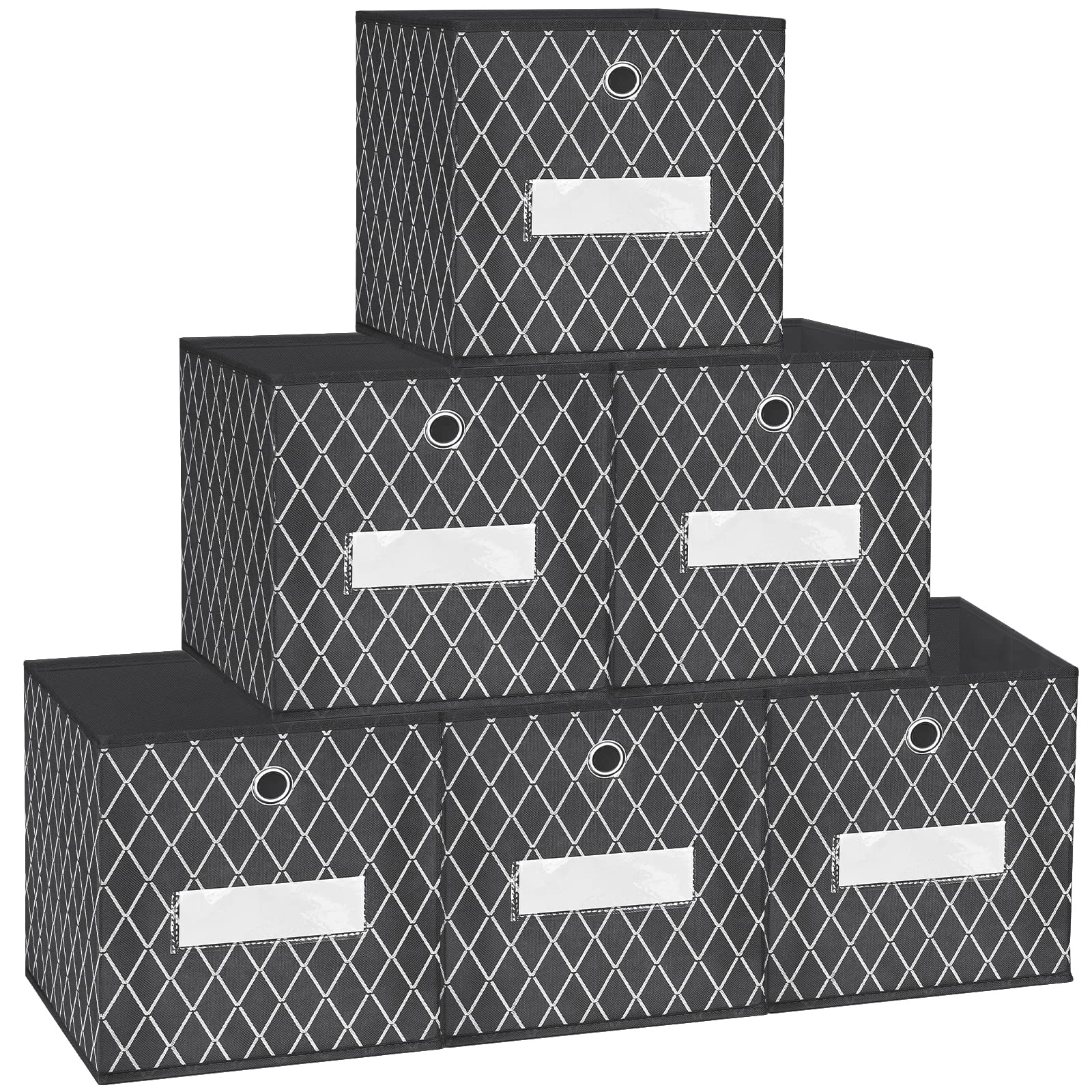 12x12x12 Inch Fabric Storage Cubes with Metal Handles - Set of 6 Gray Cube Organizer Bins for Closet, Pantry, Nursery & Kids Room - Perfect for Toys, Clothes & Kallax Shelving Units - Space Saving Home Organization Solution