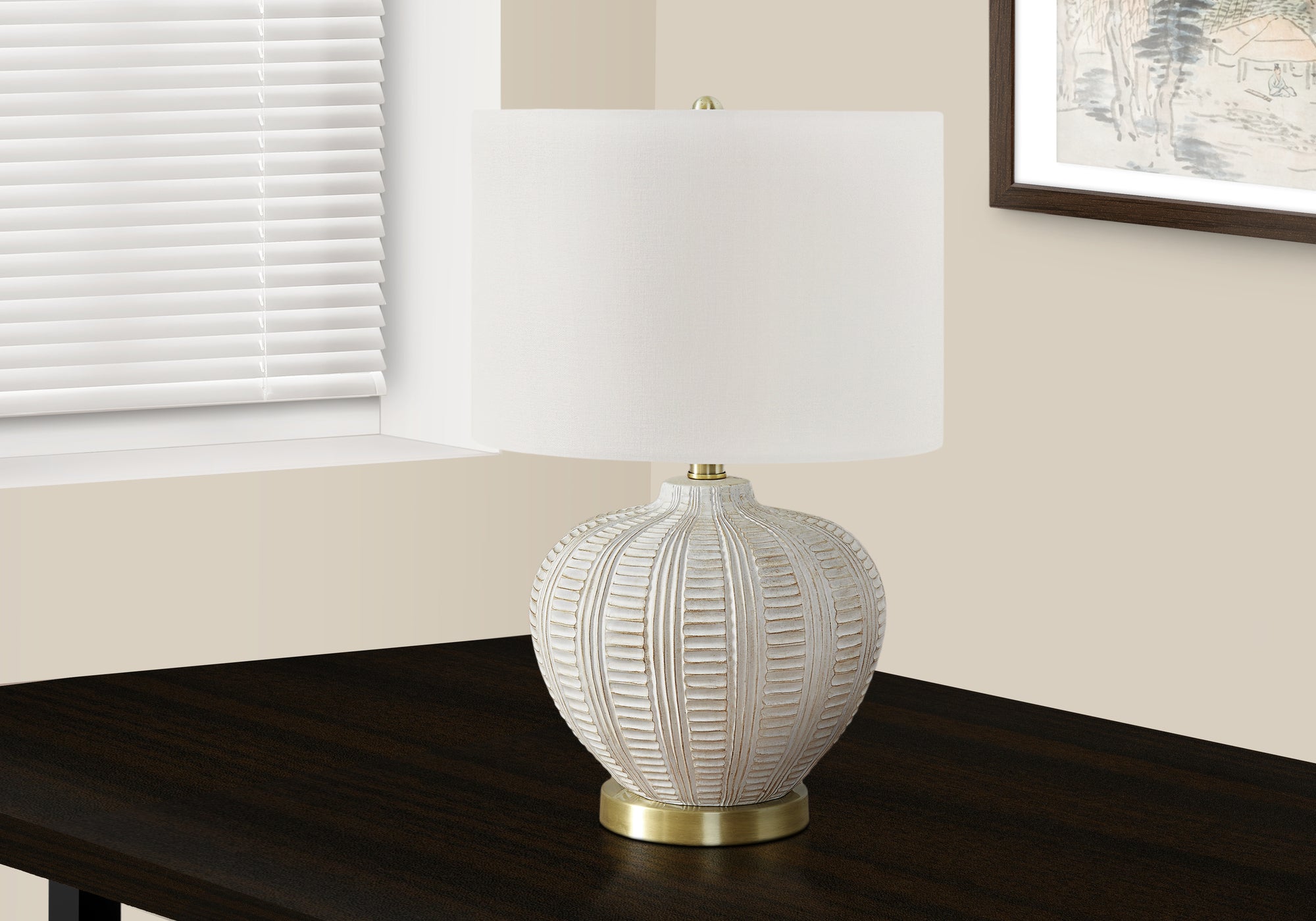 21H Cream Resin Table Lamp with Dimmable Transitional Lighting - Modern Ivory Glow for Bedroom, Living Room & Office Decor