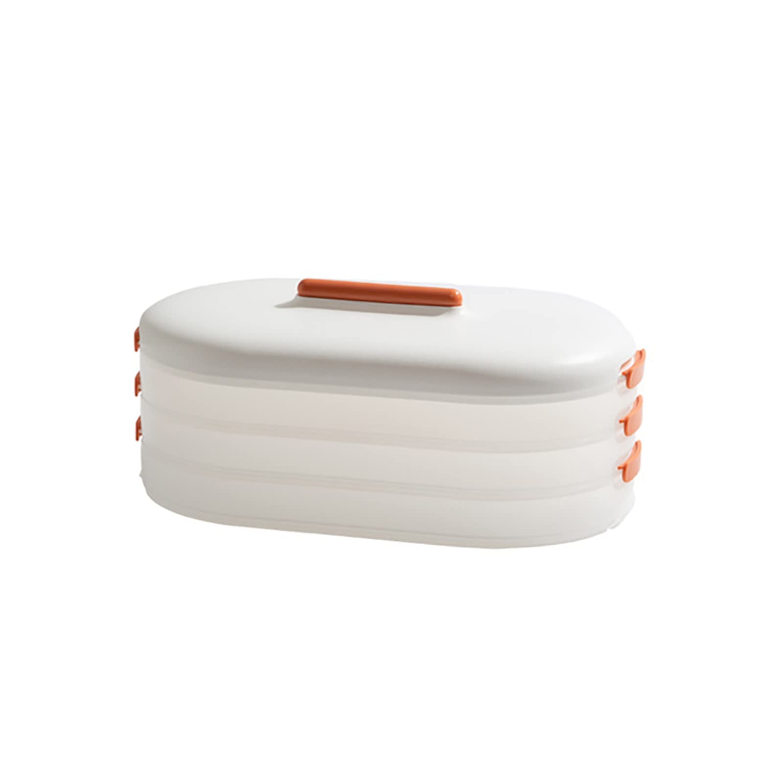 Shiusina 3-Layer Food Storage Containers Set - BPA-Free Plastic Meal Prep Containers with Lids, Airtight Freezer-Safe Kitchen Organizer for Leftovers, Snacks, Dumplings (Orange, 1-Size) - Perfect for Meal Prep, Freezing Foods & Pantry Organization