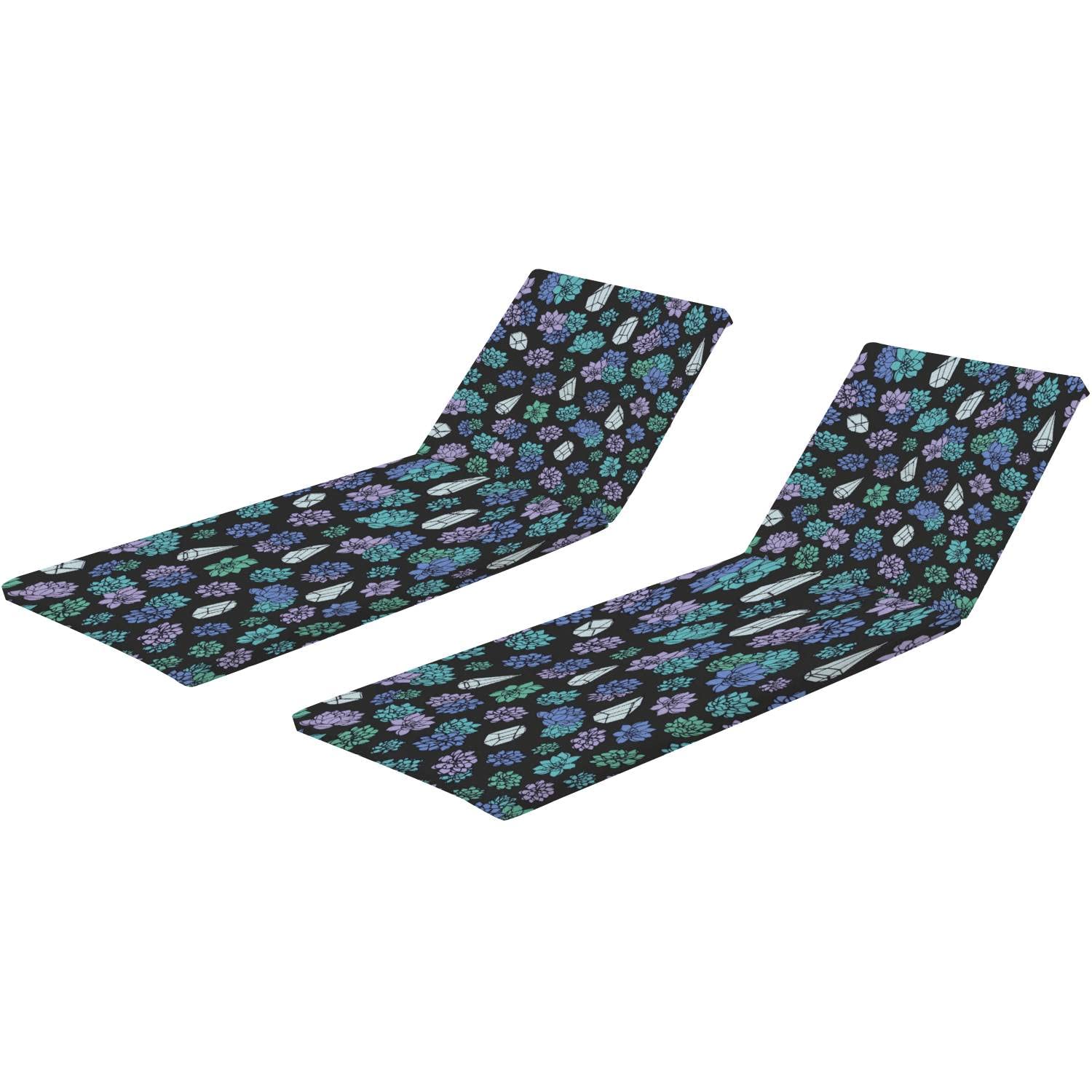 Colorful Hand-Drawn Succulents & Pots Chaise Lounge Cushion Set (2-Piece) - Water-Resistant Outdoor/Indoor Patio Cushions for Poolside, Garden, Yard & Sunbathing