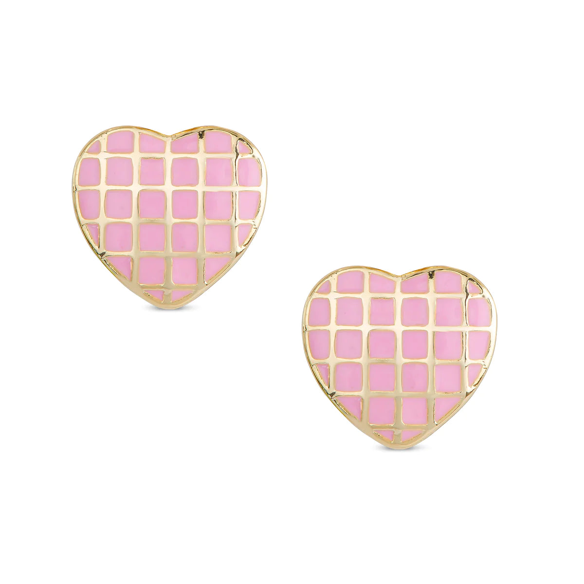 Lily Nily Lattice Heart Stud Earrings for Women - Dainty Gold Plated Cubic Zirconia Earrings - Perfect for Valentine's Day, Anniversary, Wedding & Everyday Wear