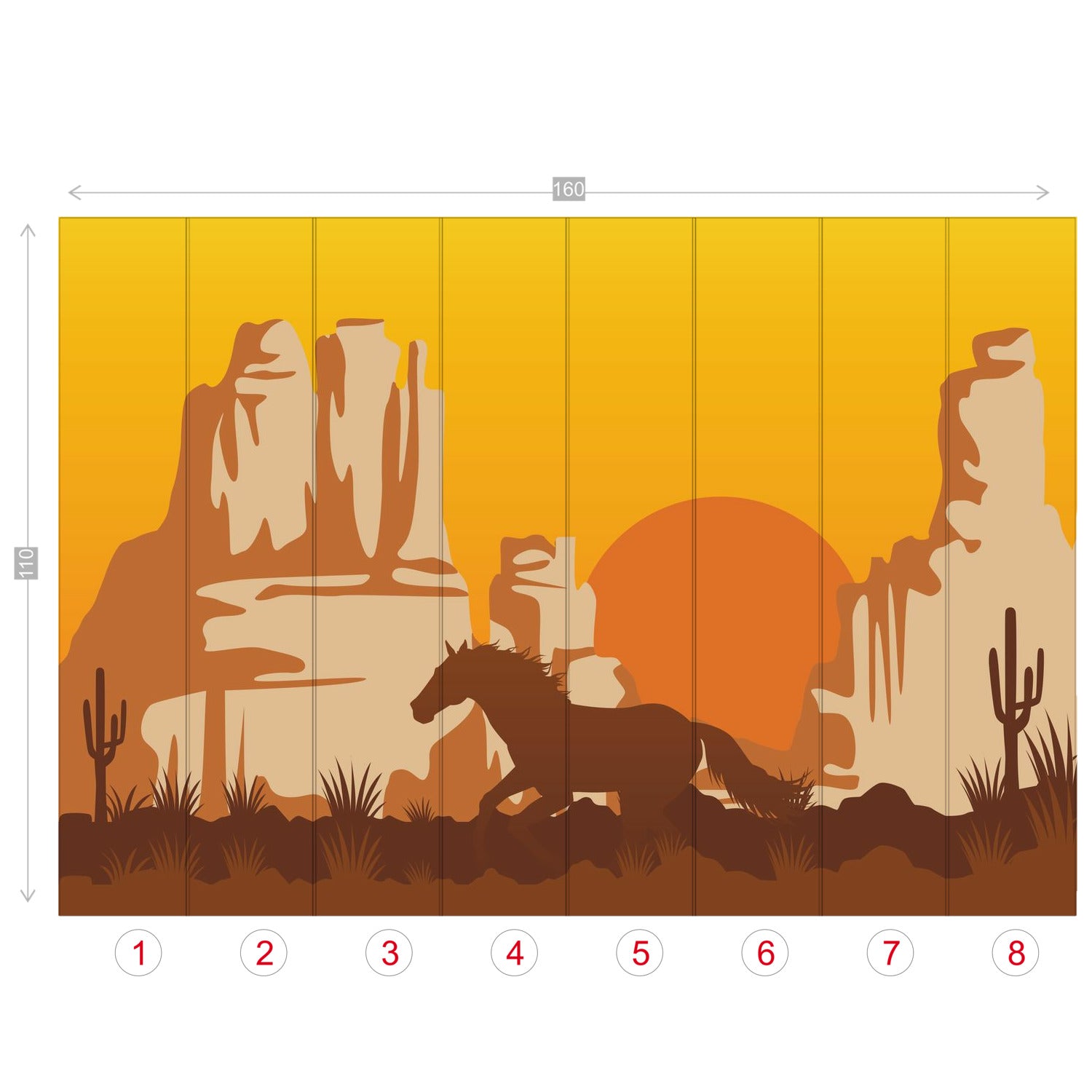 Galloping Horse Wall Mural - Arizona Canyon Landscape Peel and Stick Wallpaper - 4 Sizes (Self-Adhesive, Removable) - Perfect for Living Room, Bedroom, or Office Decor