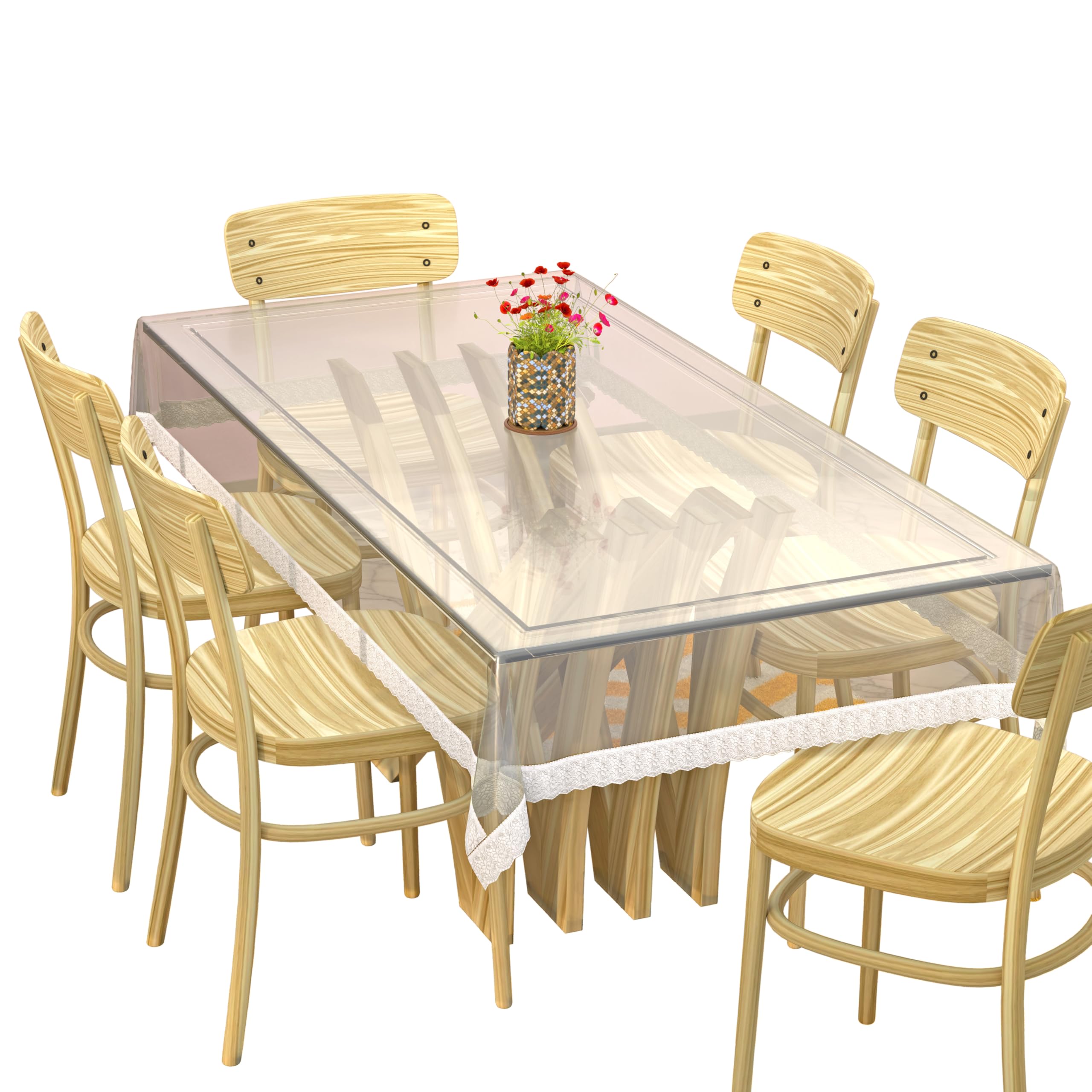 Premium Kuber Industries 6-Seater Dining Table Cover - Waterproof & Stain-Resistant White Tablecloth for Home & Restaurant Use - Perfect for Everyday Dining, Parties & Special Occasions