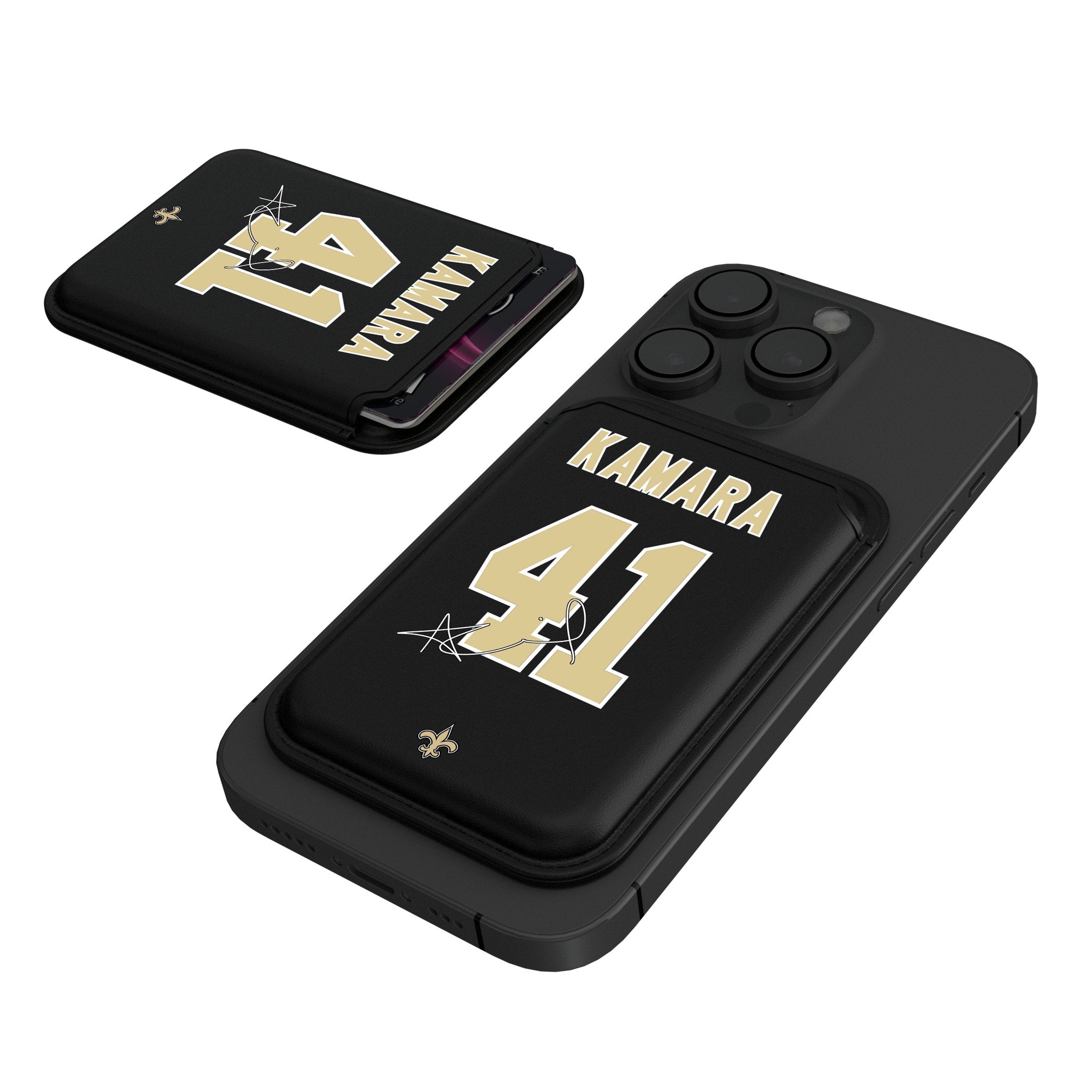 Alvin Kamara New Orleans Saints 41 Ready Black Magnetic Credit Card Wallet - Perfect for NFL Fans, Game Days & Everyday Use