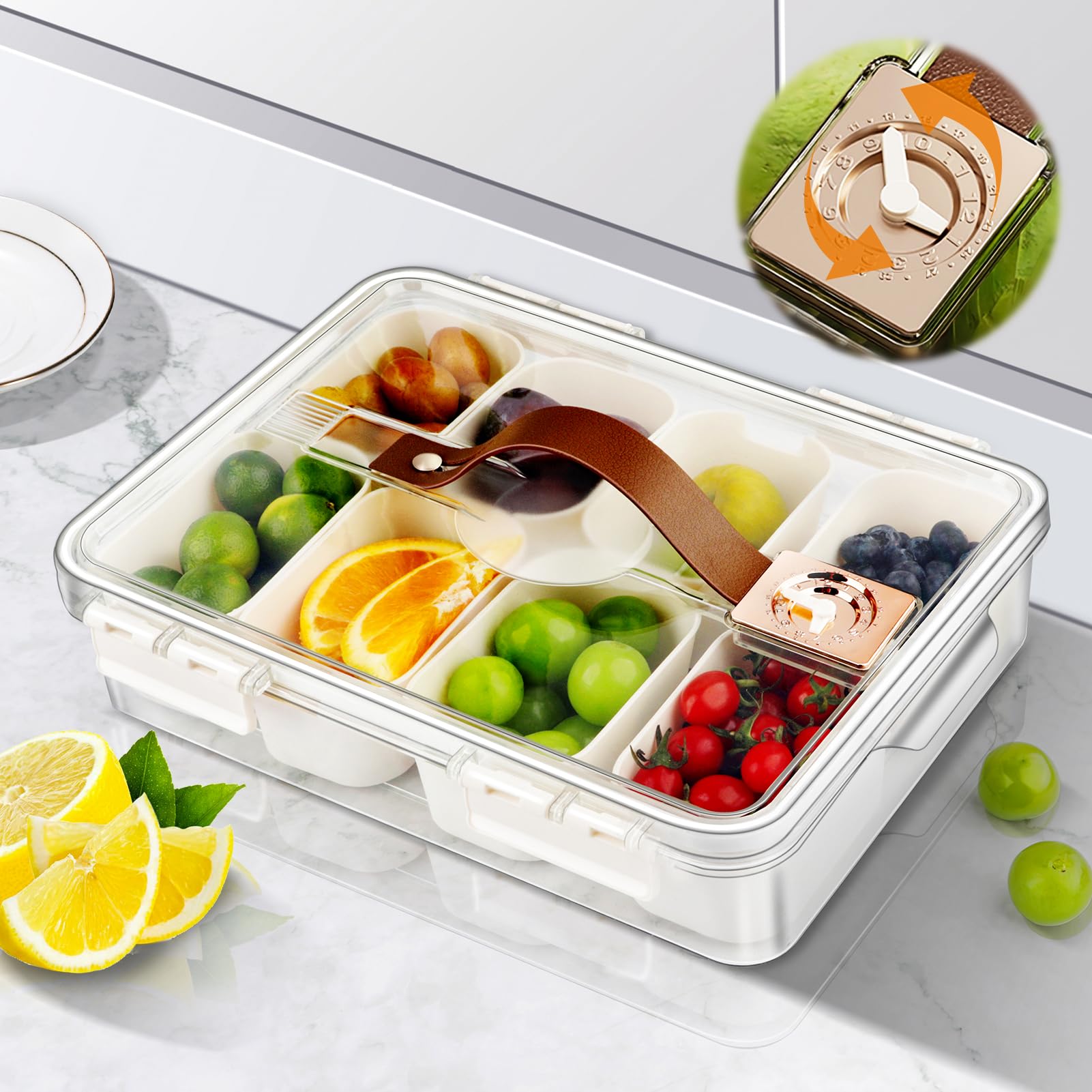 Snackle Box Container with Lid - Portable Divided Tray for Candy, Fruits, Nuts | Picnic & Travel Snack Storage