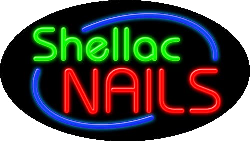 Shellac Nails Glass Neon Sign #14643 - Handcrafted in USA | Perfect for Nail Salon Decor & Beauty Shop Lighting