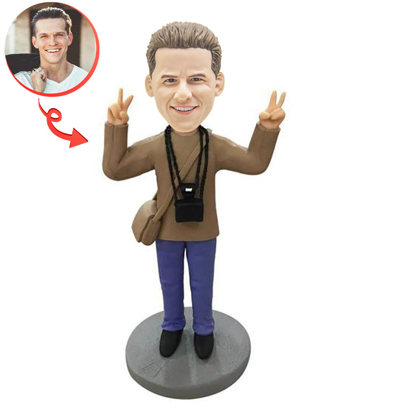 Custom Bobblehead for Photographers - Personalized Camera Man Bobblehead Figurine - Perfect Gift for Videographers, Photographers & Content Creators - Great for Desks, Studios & Office Decor