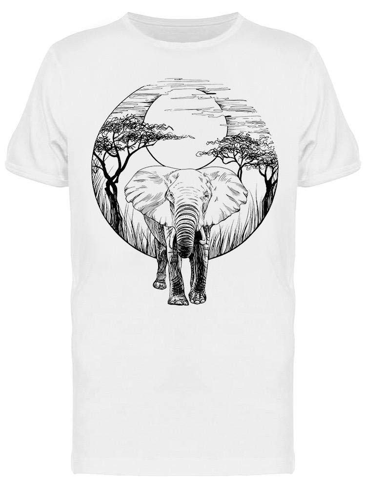 Smartprints Elephant and Landscape Sketch T-Shirt for Men - Stylish Graphic Tee for Casual Wear, Outdoor Adventures & Travel