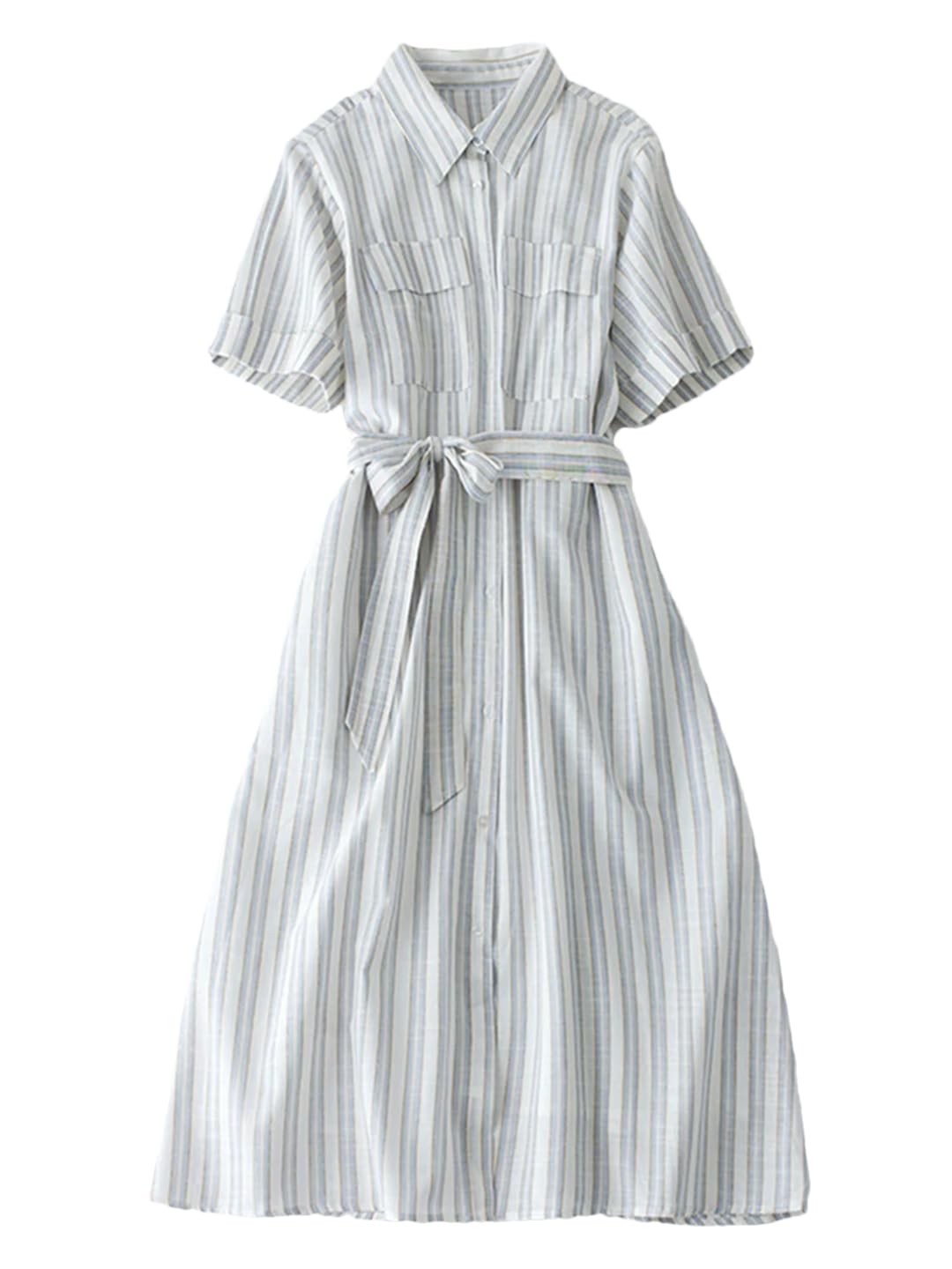 Women's Short Sleeve Striped Button Down Shirt Dress - Casual Office Work Dress with Lapel Collar | Perfect for Business Casual, Summer Outfits & Everyday Wear