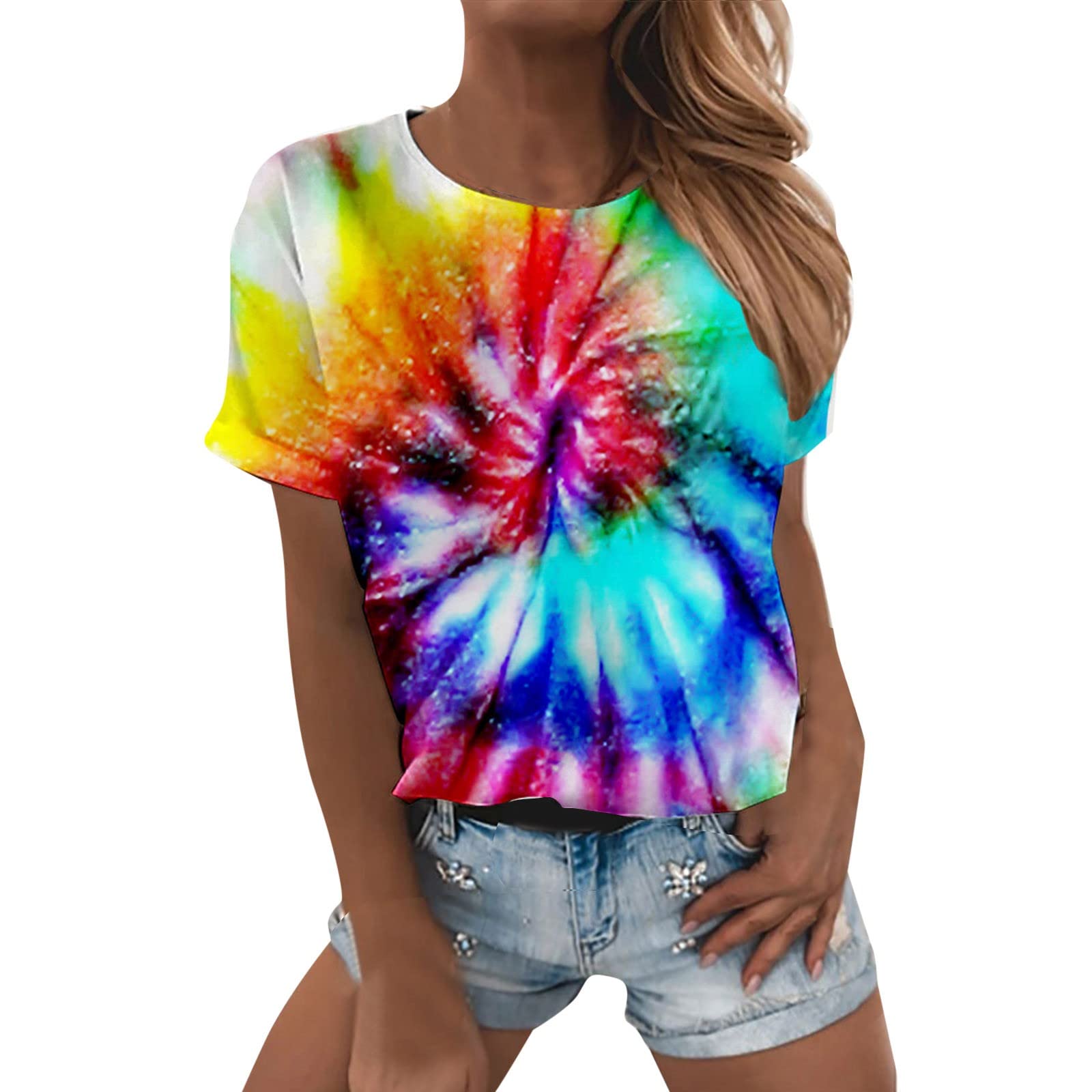 Stylish Plus Size Women's Summer Tops - Floral Print O-Neck Short Sleeve T-Shirt | Casual Comfort Fit Technical Shirt for Beach, Vacation & Everyday Wear
