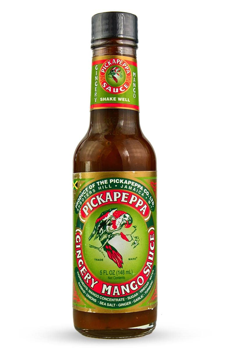Pickapeppa Gingery Mango Hot Sauce 5oz - Spicy Sweet Caribbean Flavor - Pack of 3 Bottles - Perfect for Tacos, Grilled Meats & Seafood Dishes