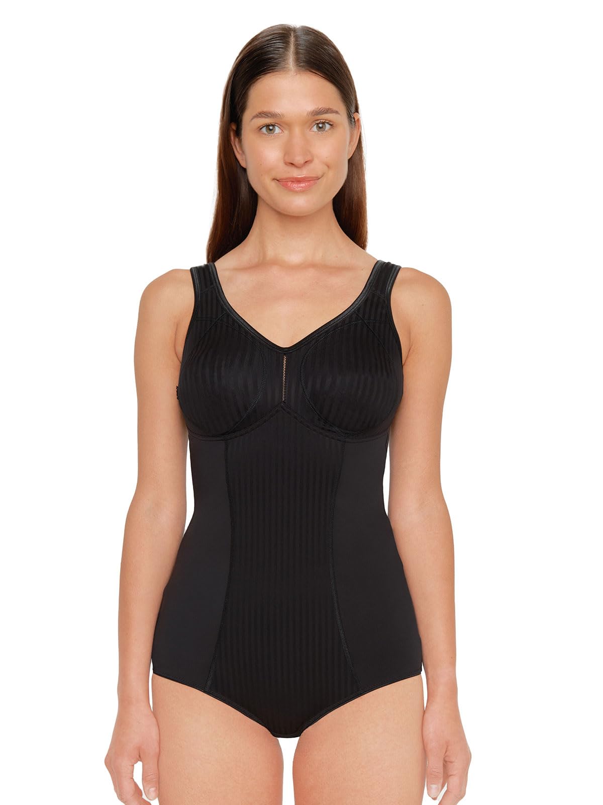 Women's Non-Wired Bodysuit 6532 - Seamless Comfort, Black, Size 36F | Perfect for Layering, Everyday Wear & Special Occasions