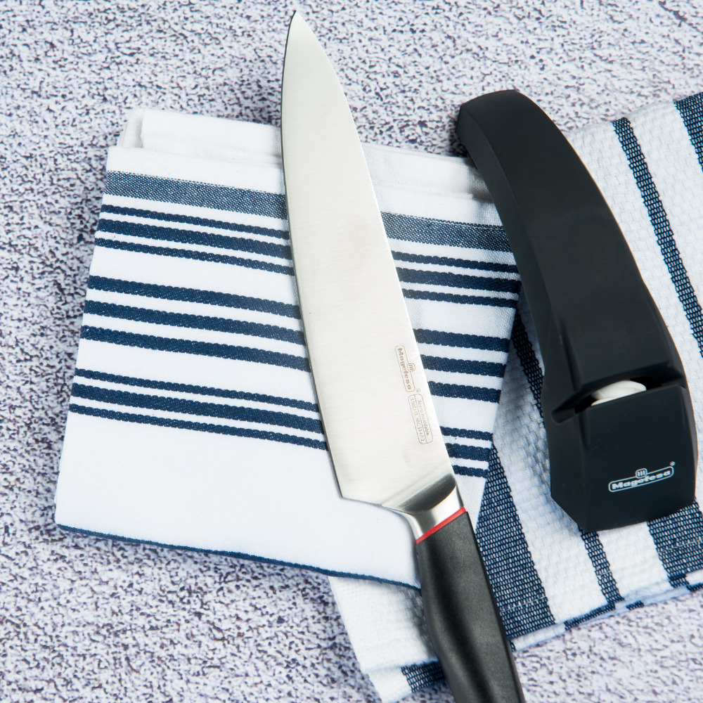 Magefesa Black Knife Sharpener - Professional Kitchen Knife Sharpening Tool for Home & Restaurant Use