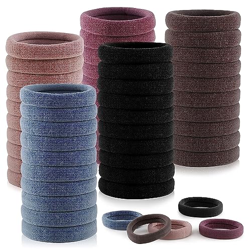 Thick Seamless Hair Ties - No Damage Ponytail Holders for Thick Hair - 100 Pack for Daily Use