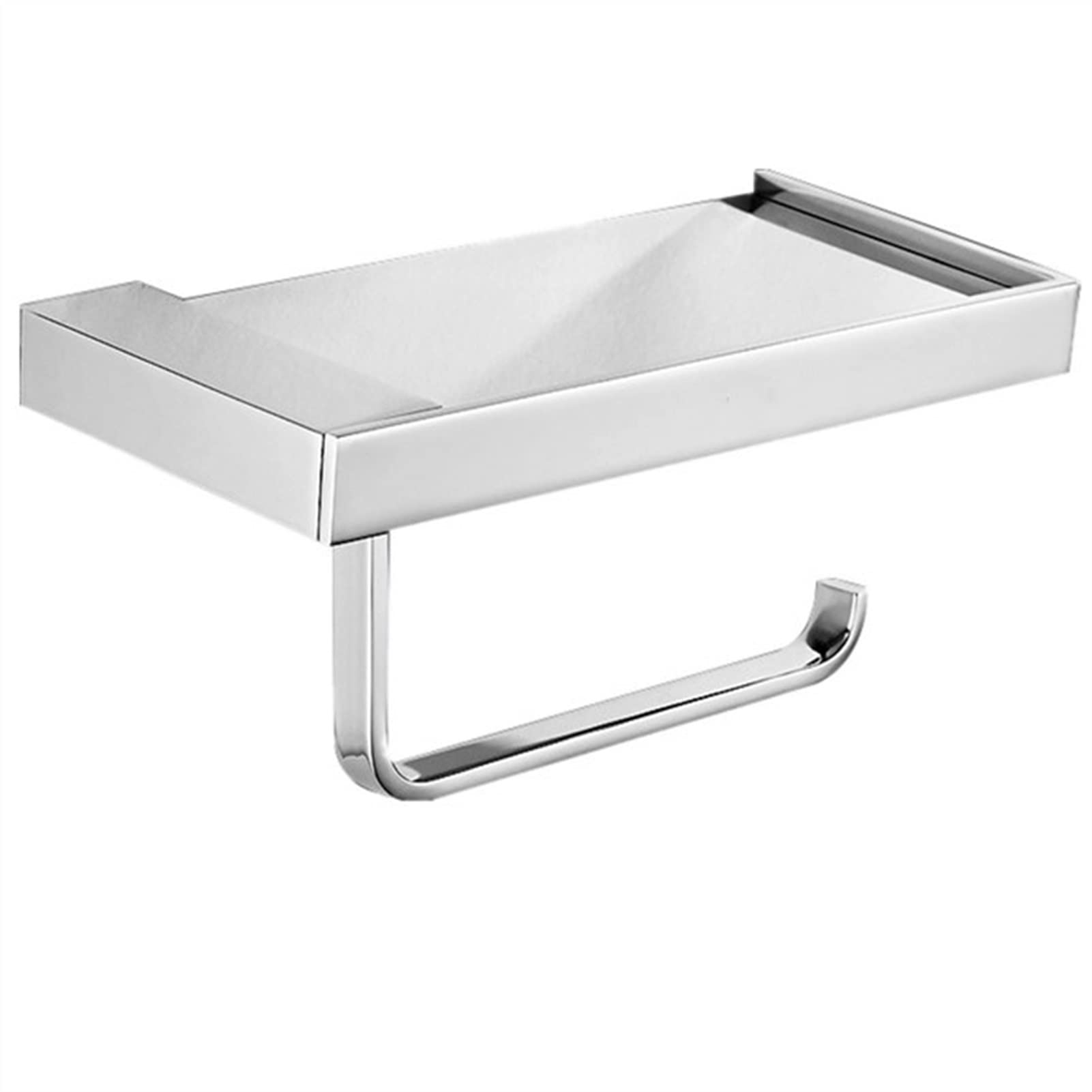 Stainless Steel Wall Mount Toilet Paper Holder with Phone Shelf - 7.9