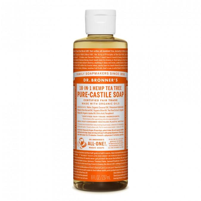 Dr. Bronner's Pure-Castile Tea Tree Liquid Soap - Organic, 18-in-1 Uses for Face, Body, Hair & Home Cleaning - Vegan, Cruelty-Free