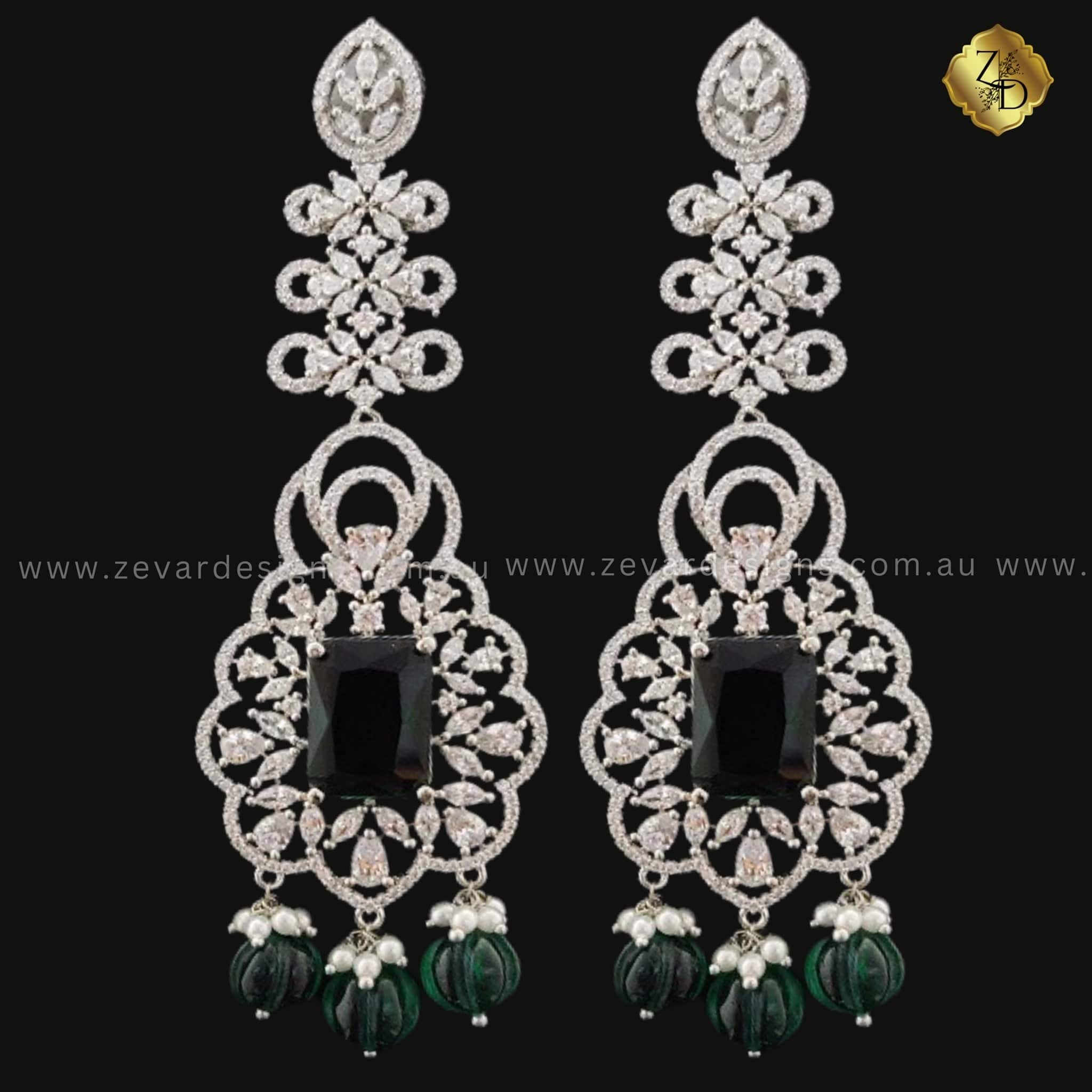 Emerald Green AD Earrings for Women - Elegant Dangle Earrings for Party, Wedding & Daily Wear