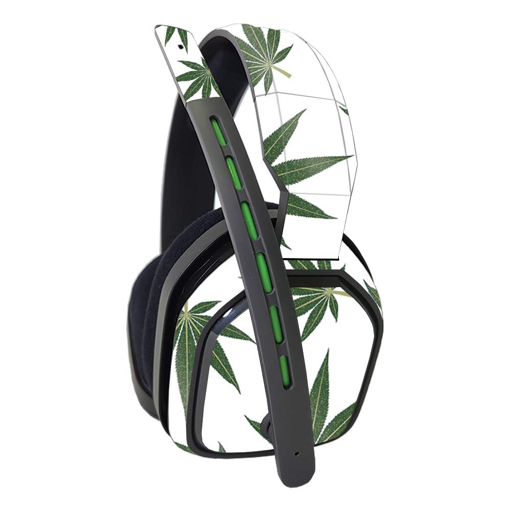 Astro A10 Headset Skin - Glossy Glitter Protective Cover in Pot Leaves Green | Durable High-Gloss Finish | Easy to Apply & Change Styles | Made in USA | Perfect for Gaming, Streaming & Personalizing Your Headset