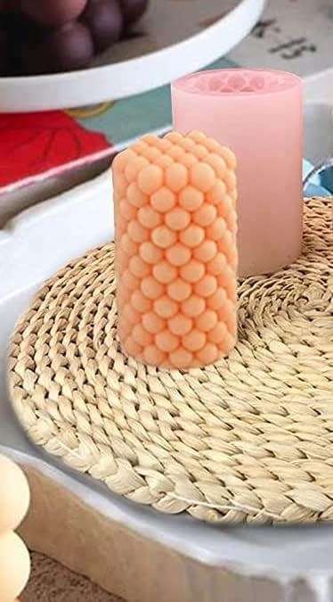 Vedini Bubble Pillar Candle Mold - Geometric Cube Silicone Candle Making Mold (Code 115) for DIY Home Decor, Wedding Centerpieces & Spa Relaxation Candles