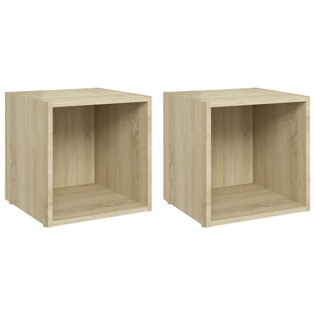 Sonoma Oak TV Stand Cube Organizer - 2-Piece Set with Storage Compartments (14.6