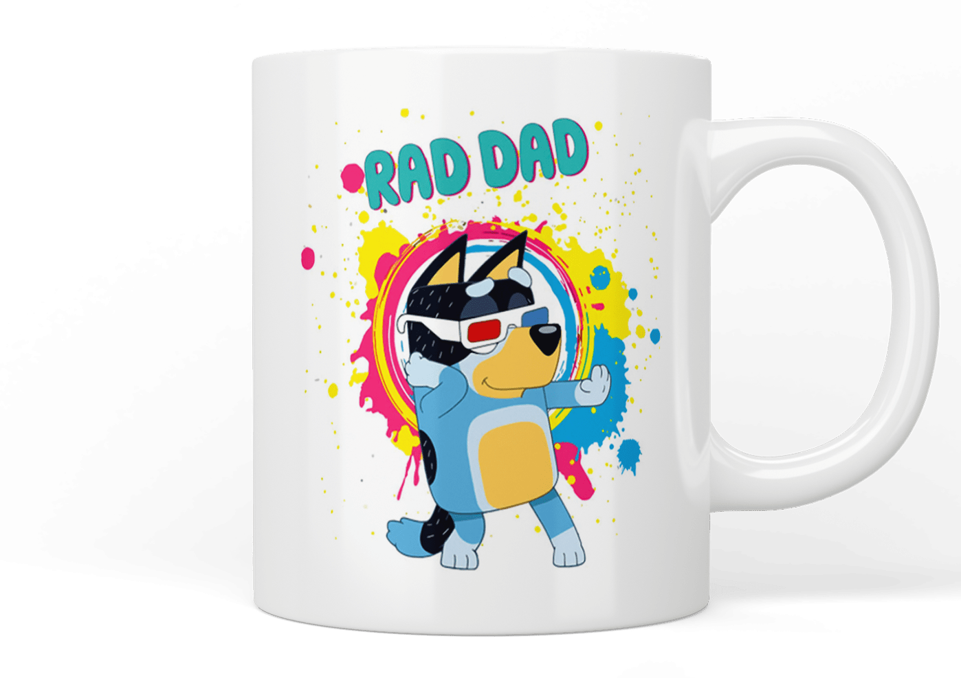 Bluey: Rad Dad Coffee Mug - Fun & Durable Ceramic Cup for Tea, Coffee, or Hot Chocolate - Perfect Gift for Father's Day, Birthday & Dad Appreciation