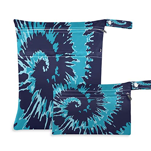 Waterproof Wet Dry Bags 2 Pack - Reusable Tie Dye Design with Dual Zippered Pockets | Perfect for Beach, Pool, Gym, Travel & Baby Essentials | Keep Swimsuits, Diapers, Toys & Electronics Dry & Organized