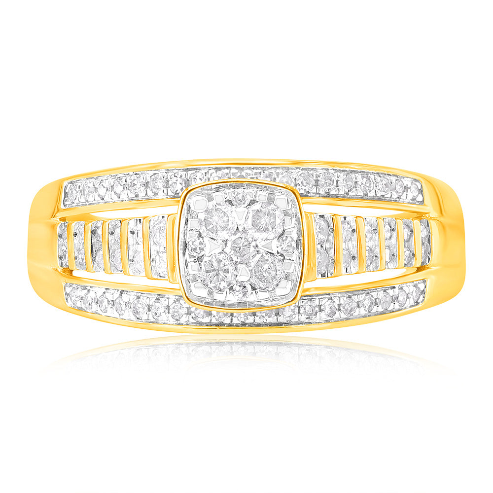 1/3 Carat Diamond Dress Ring in 9ct Yellow Gold - Elegant Women's Jewelry for Weddings, Parties & Special Occasions