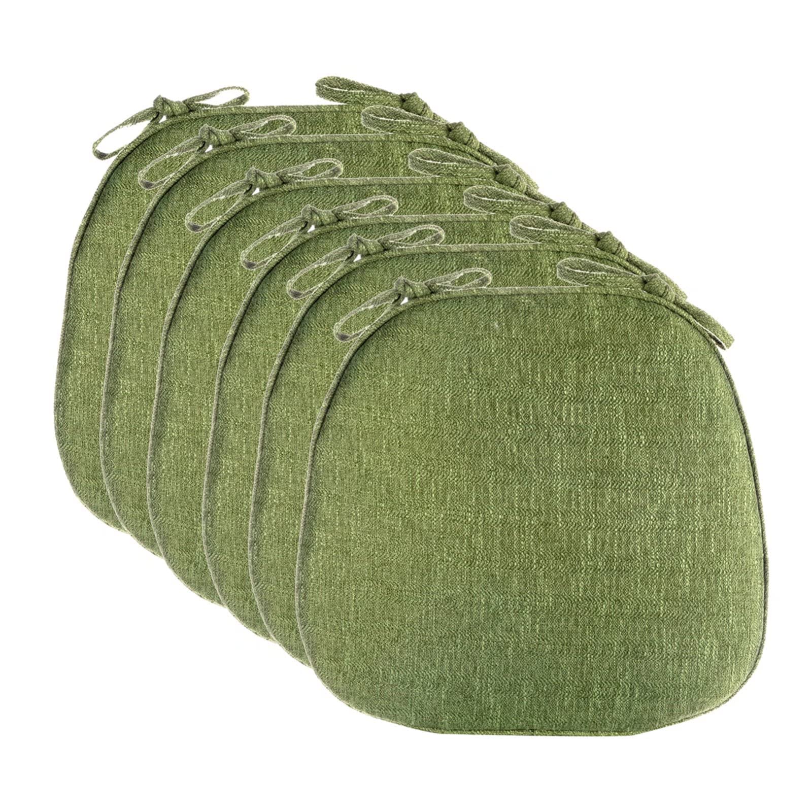 6 Pack Washable Dining Chair Cushions with Non-Slip Bottom - Comfortable & Removable Seat Cushions for Kitchen, Dining Room, Office Chairs - Green Home Decor Accessories (Perfect for Family Gatherings & Daily Meals)