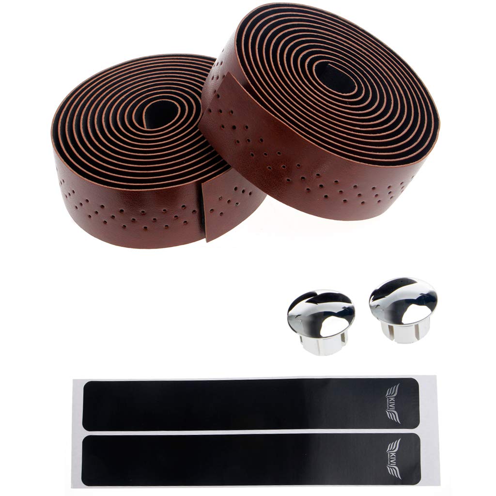 Premium Faux Leather Bike Handlebar Tape - 2X Road Cycling Handlebar Wrap with Bar Plugs for Enhanced Grip & Comfort | Ideal for Road Bikes, Commuting & Sports Cycling