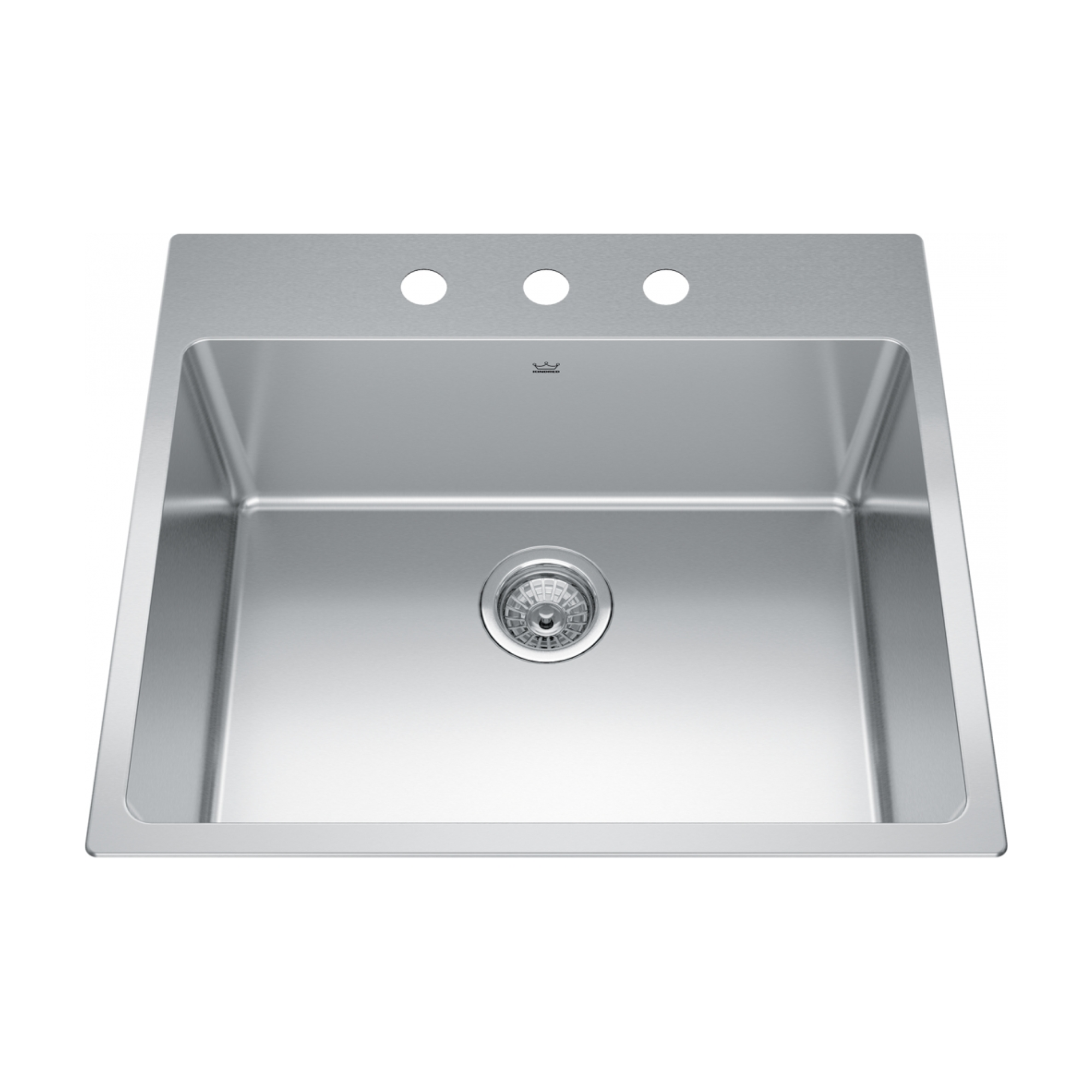 Kindred 25 Brookmore 3-Hole Single Bowl Stainless Steel Kitchen Sink BSL2225 9 3N - Perfect for Modern Kitchens, Restaurant Prep & RV Remodeling