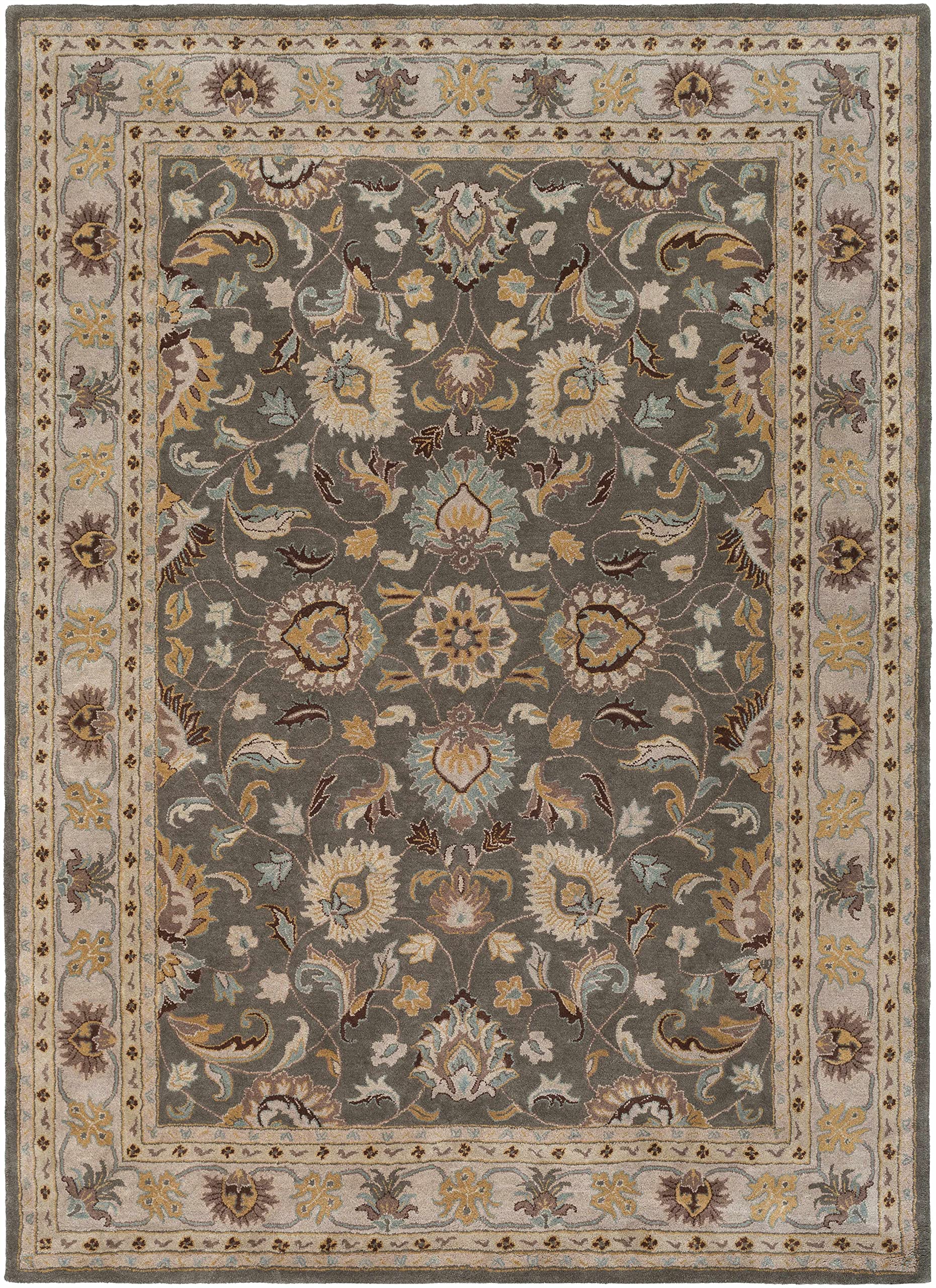 Tranquility Wool Area Rug for Living Room & Bedroom - Traditional Gray, Brown, Beige - 2' x 3' - Soft & Durable - Perfect for Cozy Home Decor & Relaxation