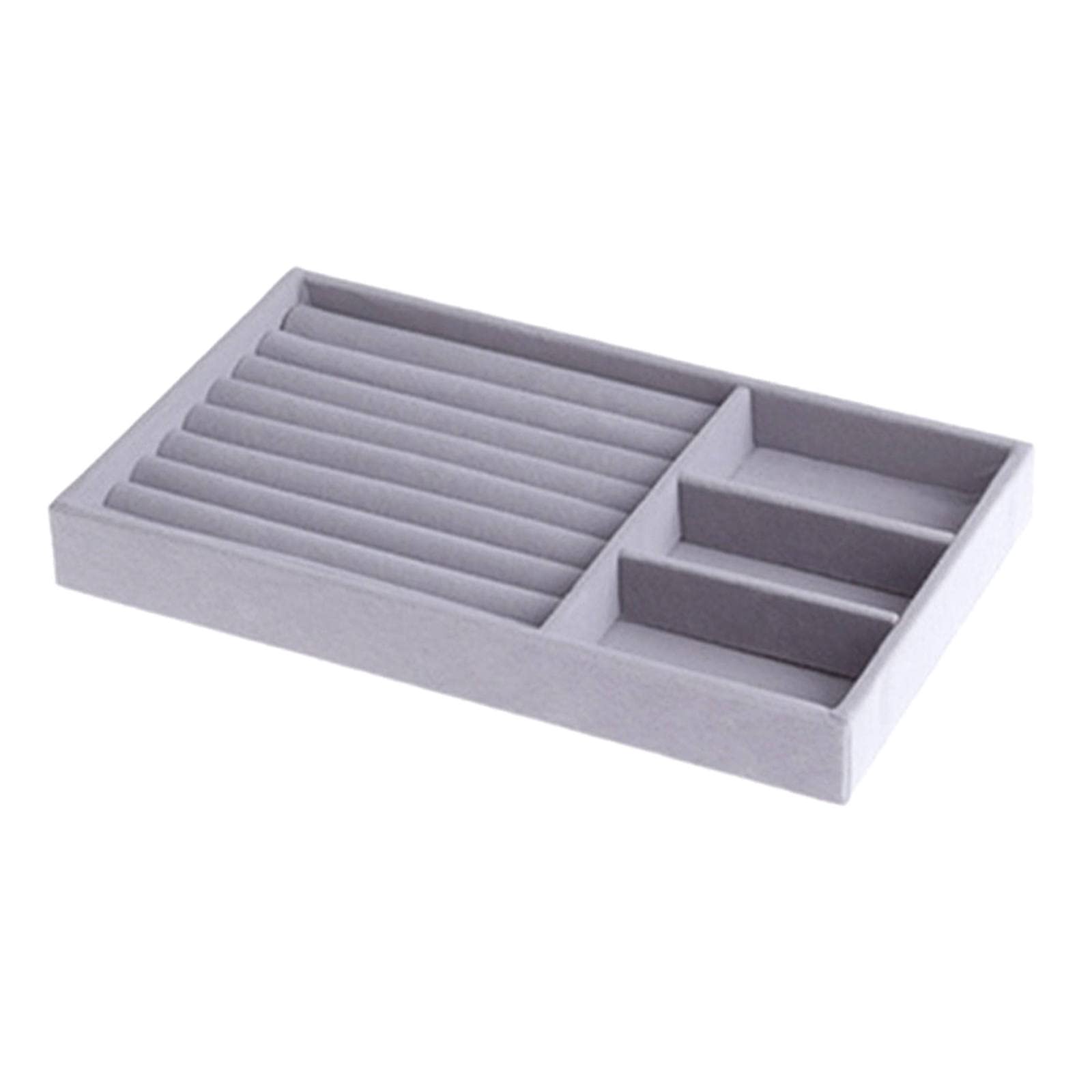 Newmind Stackable Jewelry Organizer Tray - Large Capacity Jewelry Storage Box for Earrings, Rings & Necklaces - Gray Dresser Drawer Organizer for Bedroom, Bathroom & Travel - Perfect for Jewelry Display & Organization