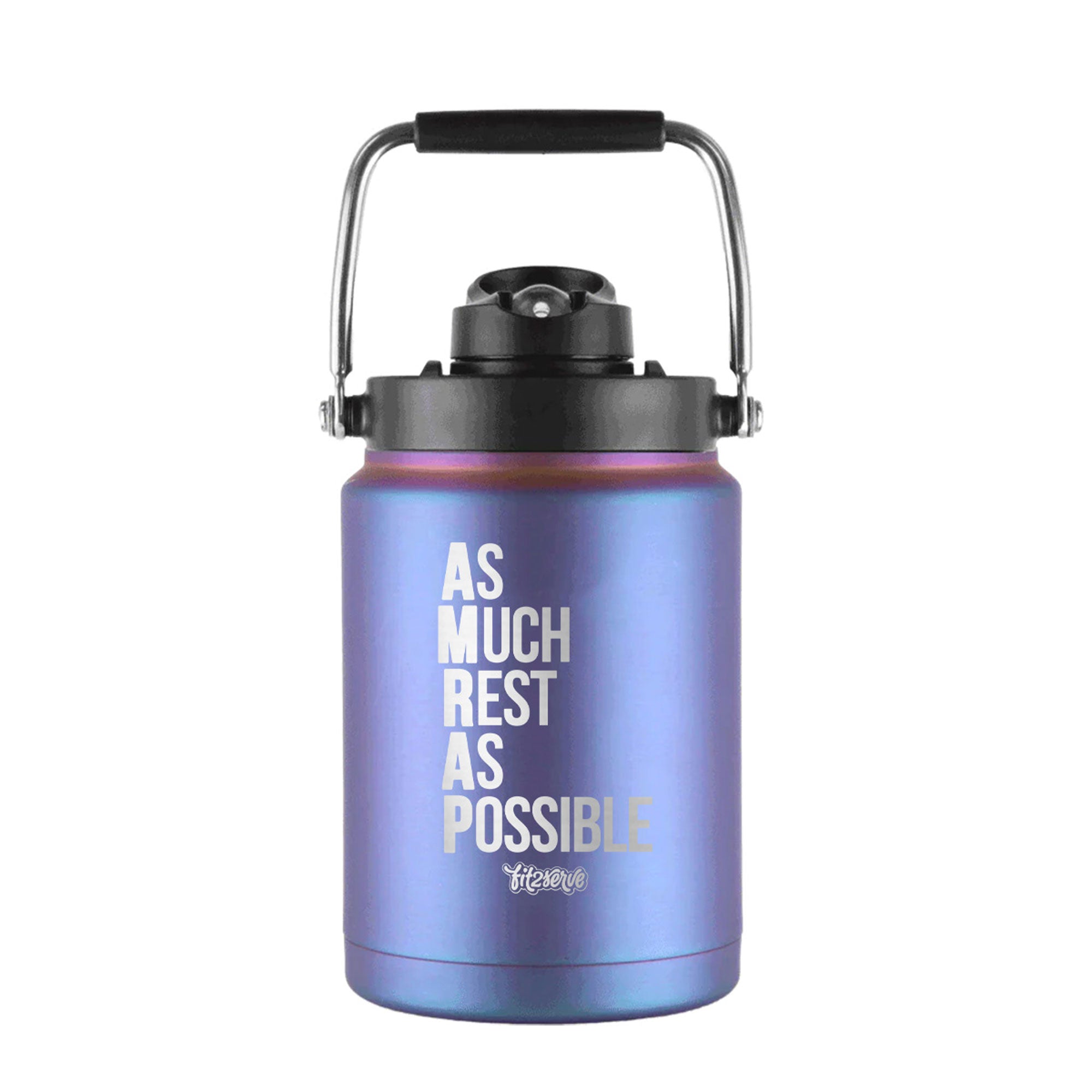 FIT2SERVE 64oz Half Gallon Water Bottle with Handle - Insulated Stainless Steel Jug for Gym, Hiking & Outdoor Activities - Wisteria Purple