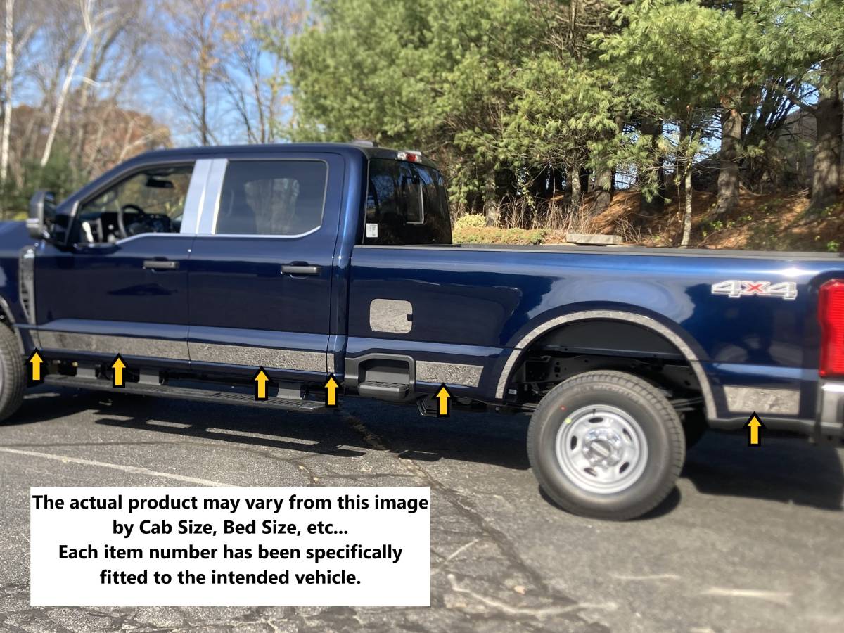 10Pc Stainless Steel Rocker Panel Trim for 23-24 Ford F-250 F350 Super Cab - Durable Side Step Protection for Off-Road & Daily Driving