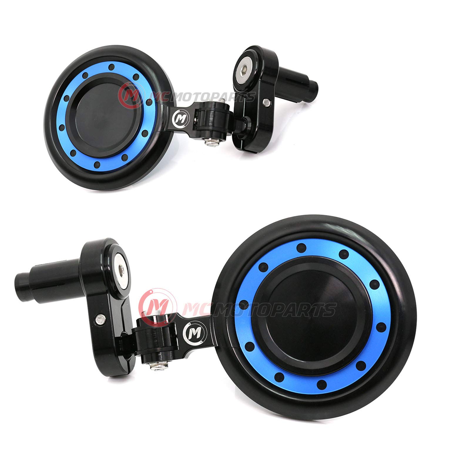 Blue REACTOR Bar End Mirrors for Yamaha FZ1 FZ6 Fazer 600 S FZ8 Fazer MT07 MT09 XJ6 Diversion (2016-2018) - Universal Motorcycle Safety Mirrors for Better Rear Visibility While Riding